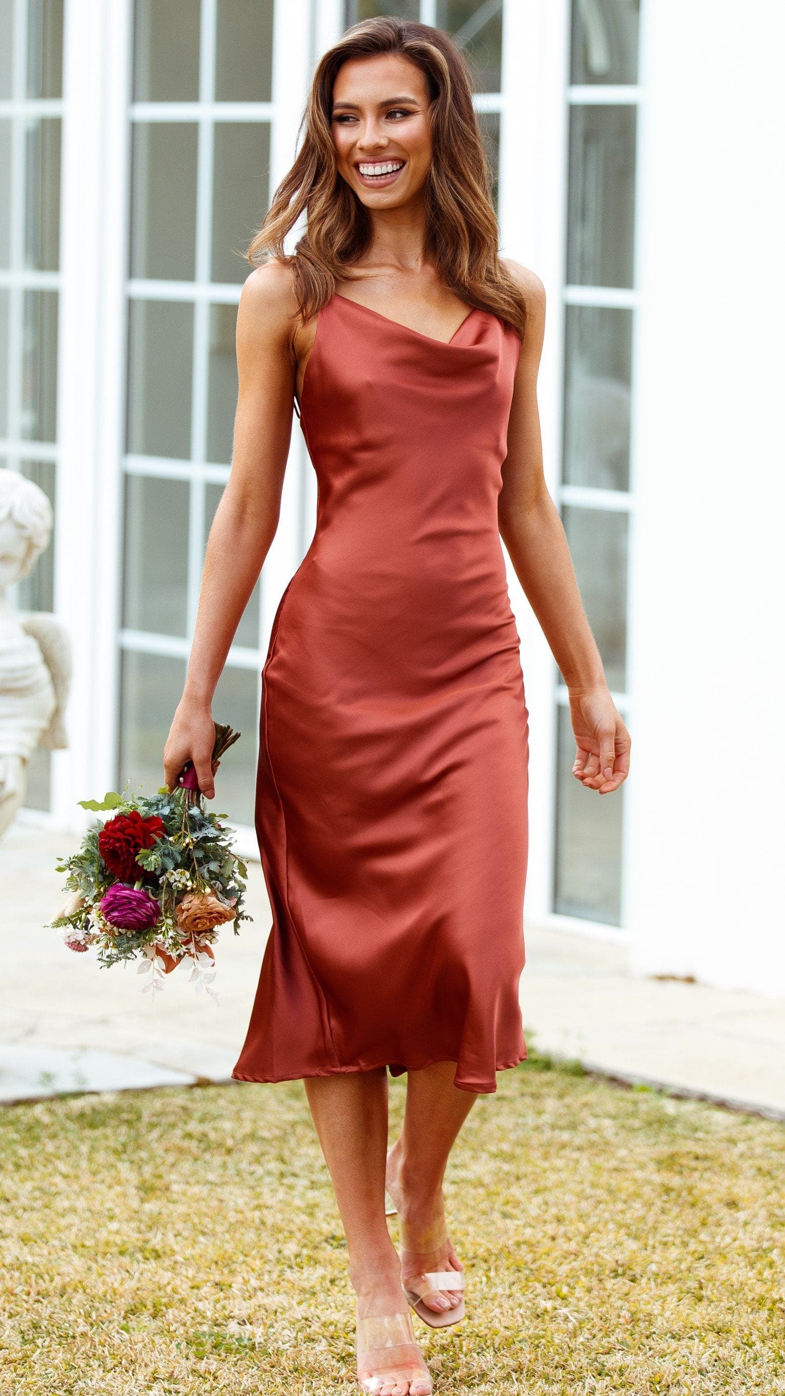 Jewels Midi Dress - Rust