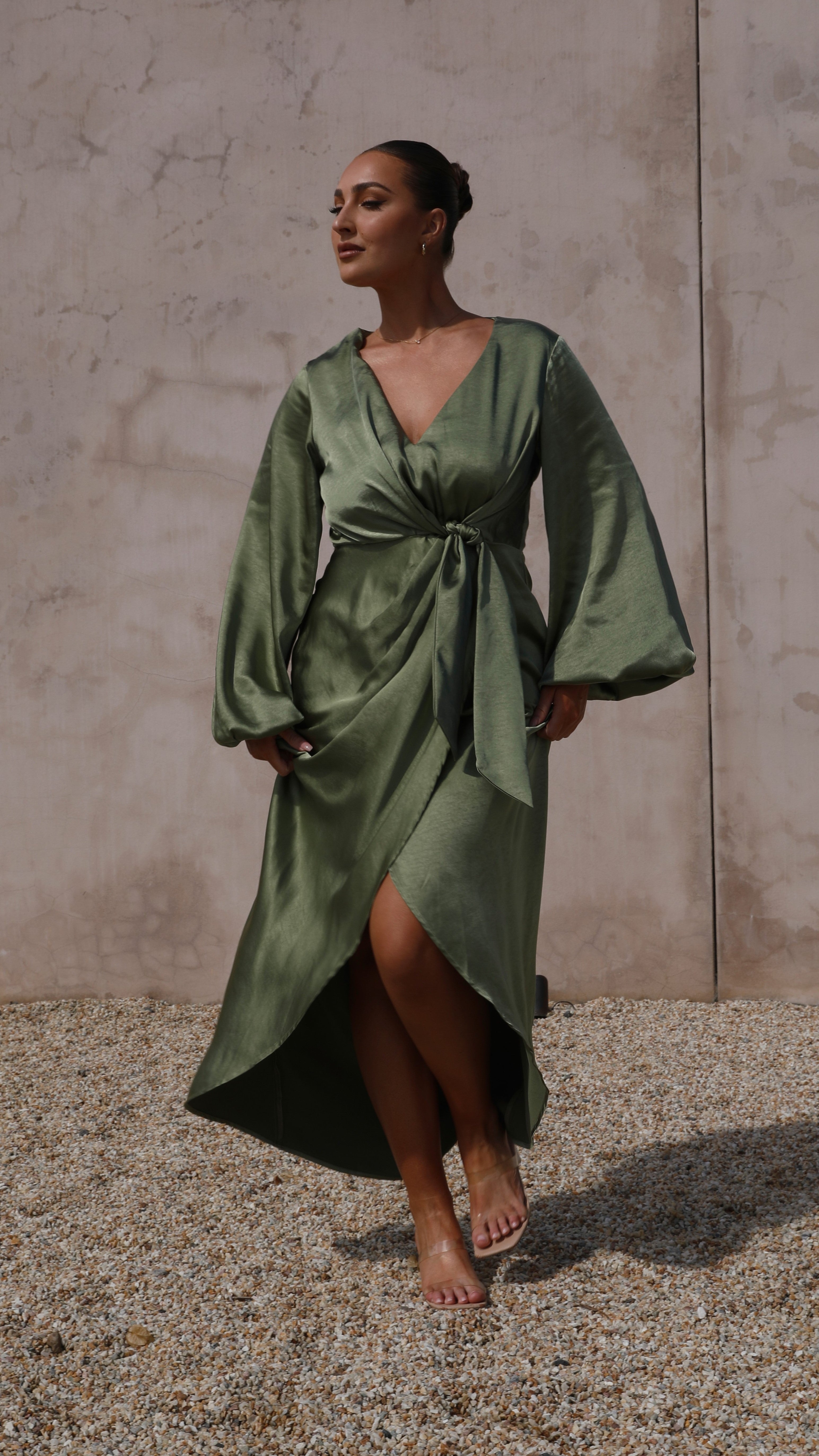 Naomi Long Sleeve Maxi Dress - Olive