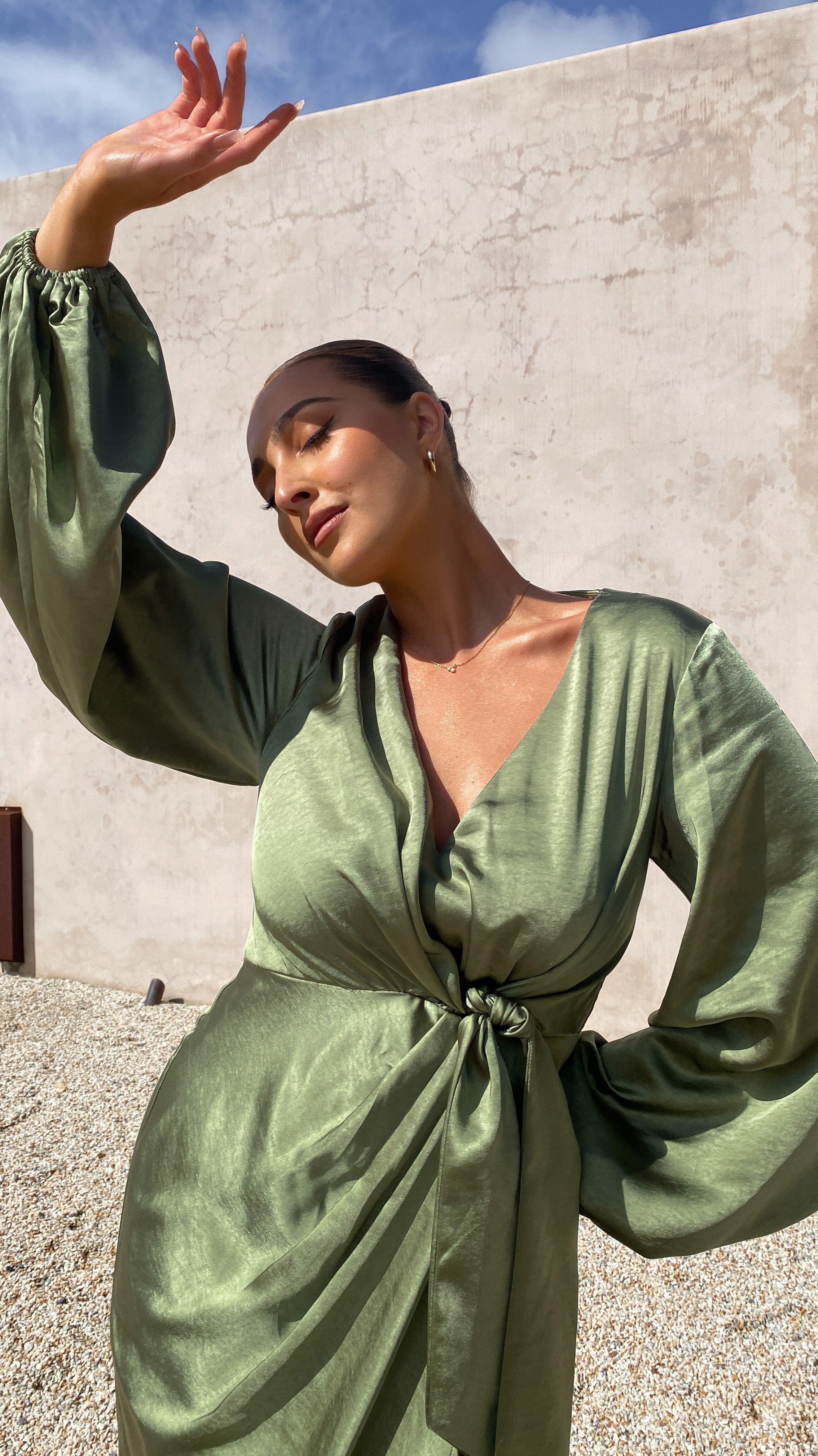 Naomi Long Sleeve Maxi Dress - Olive