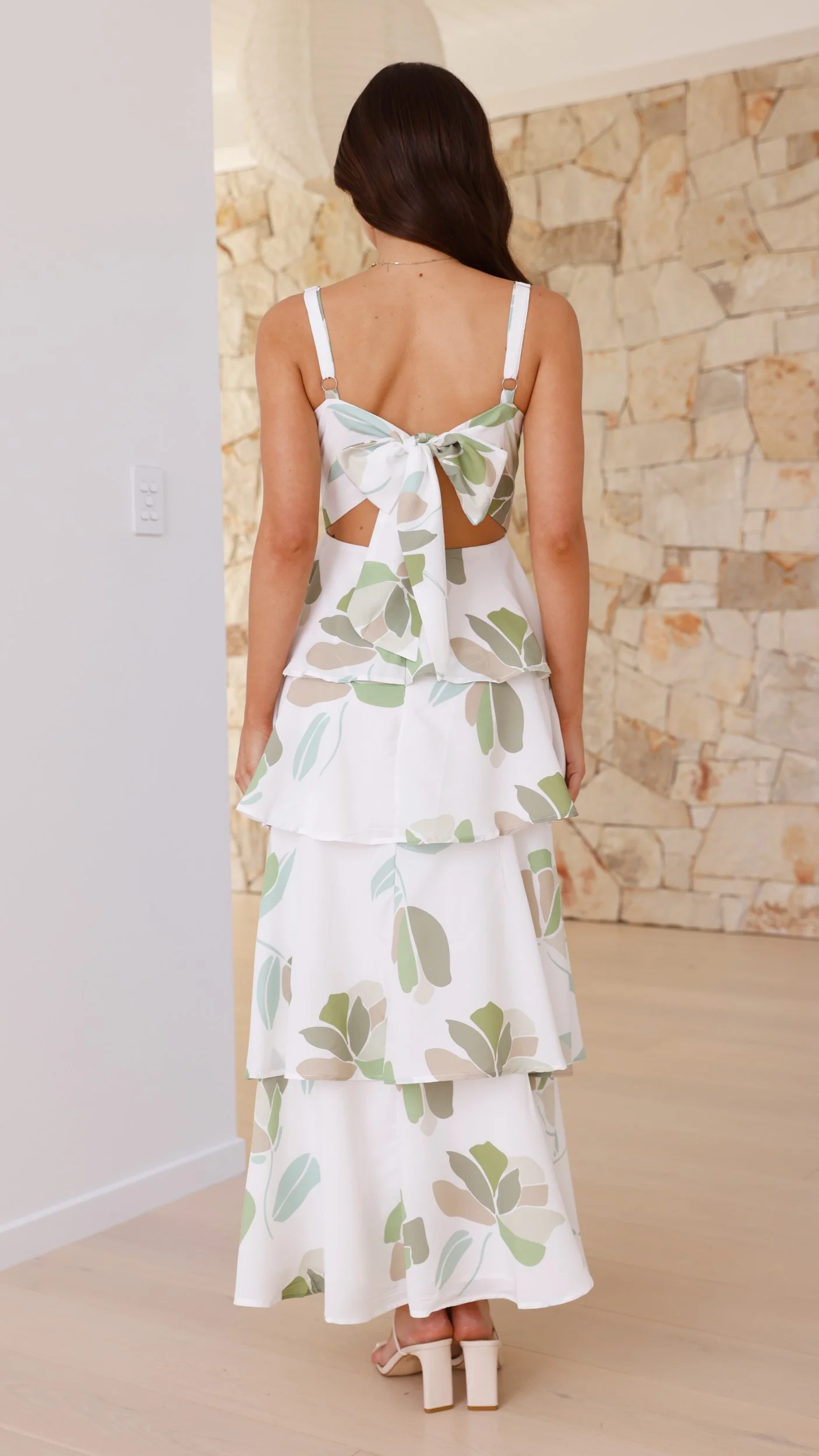 Odilia Maxi Dress - White/Green Floral