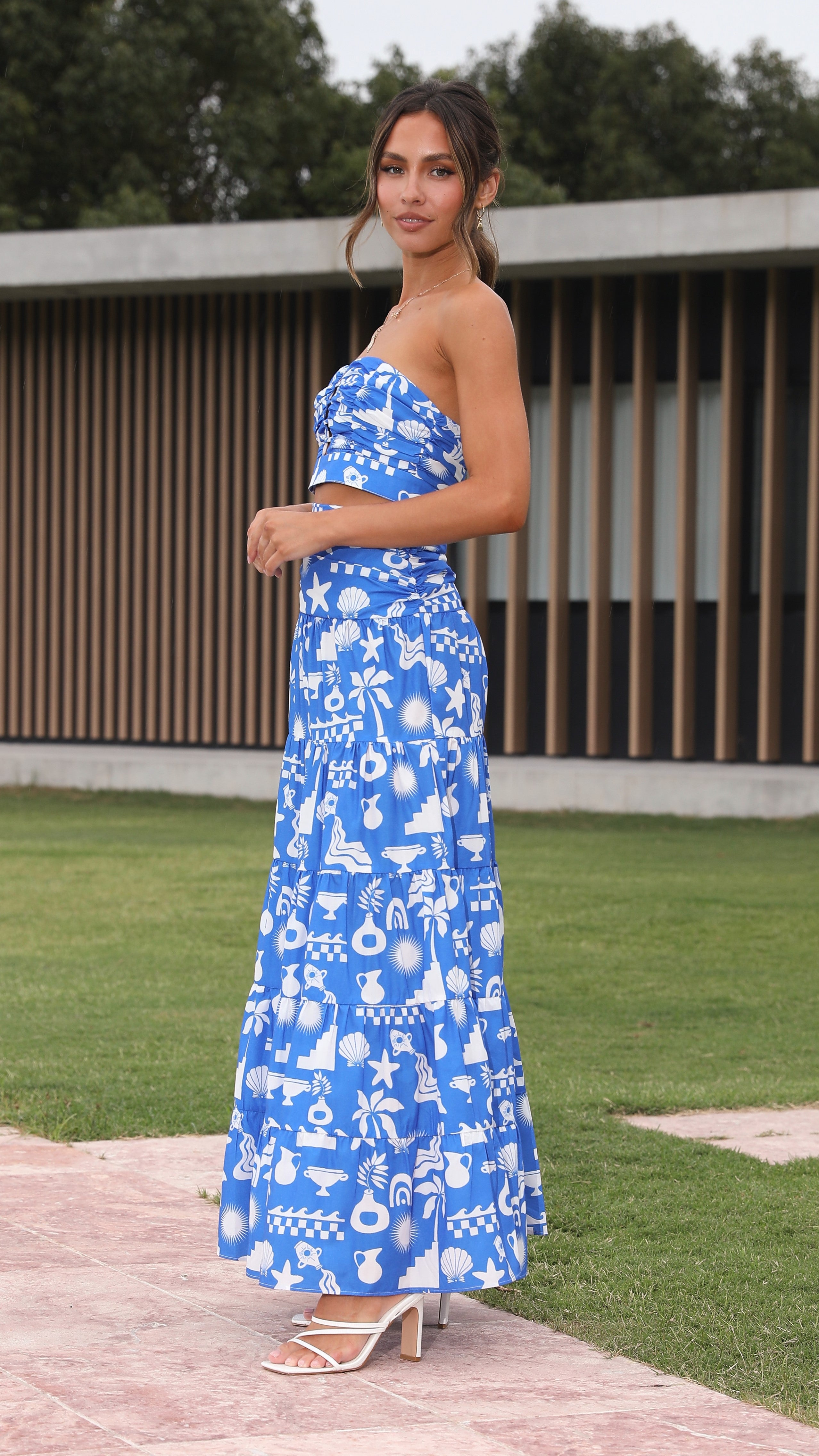 Cove Maxi Skirt - Blue Print