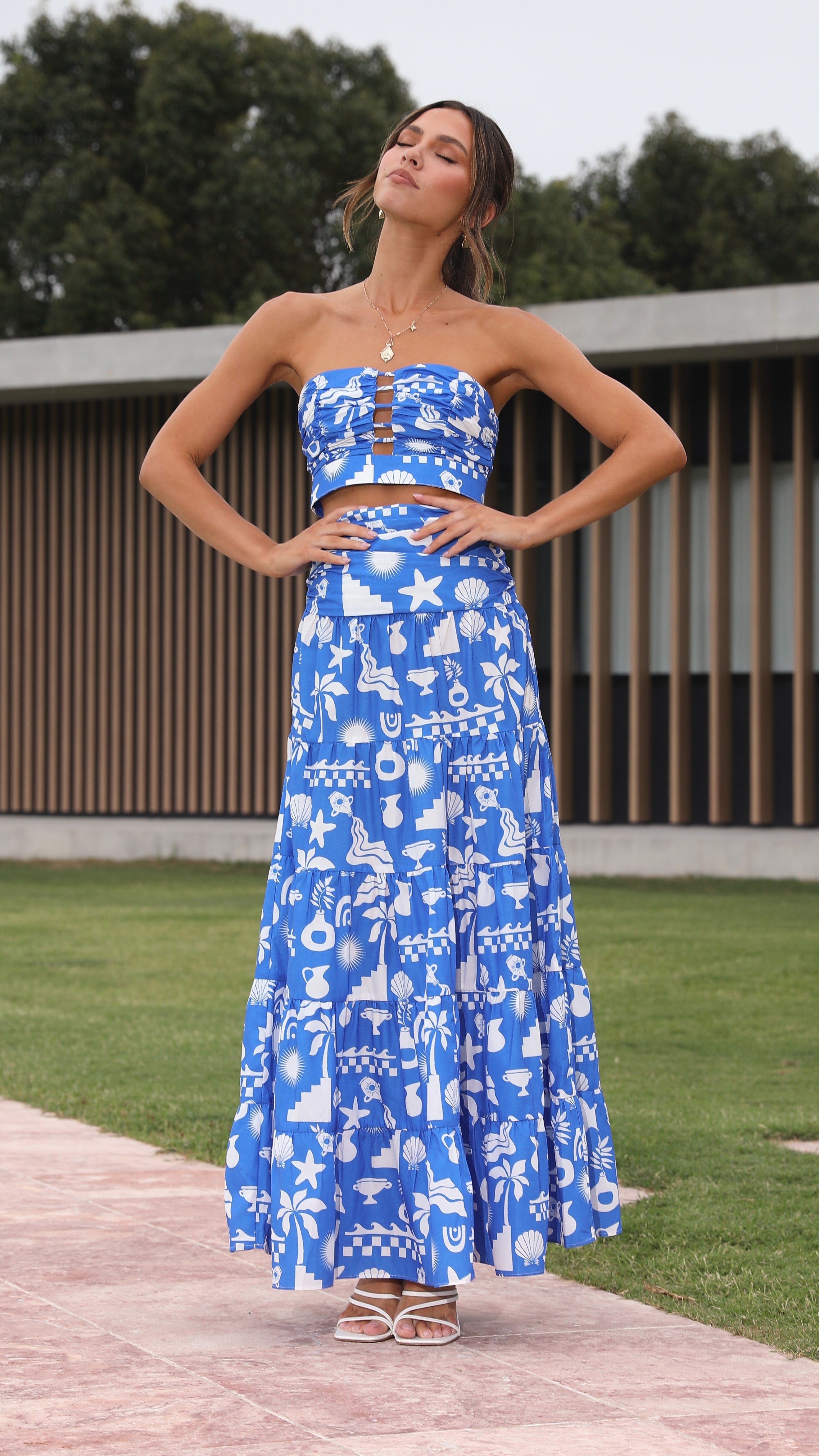 Cove Maxi Skirt - Blue Print