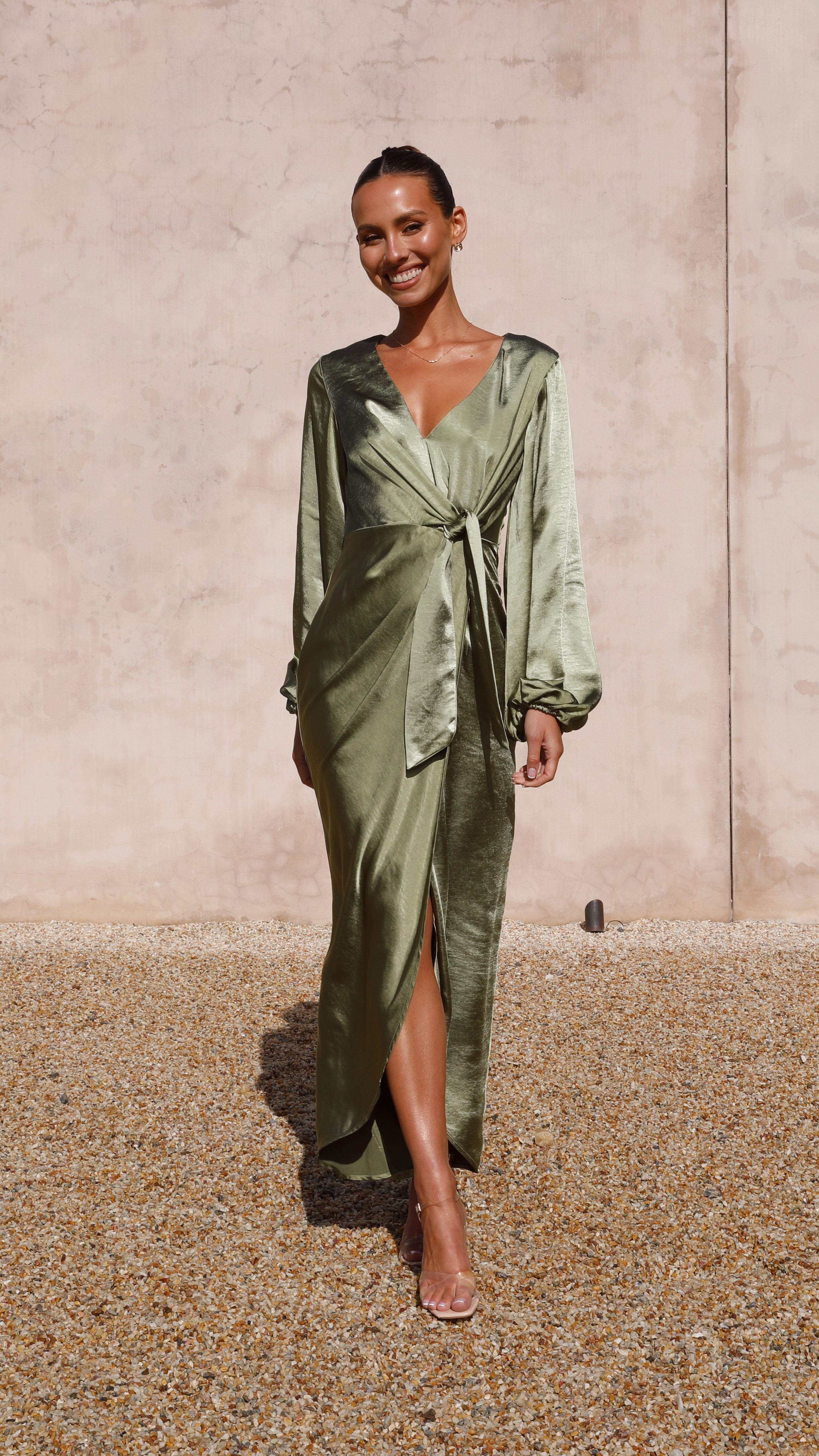 Naomi Long Sleeve Maxi Dress - Olive