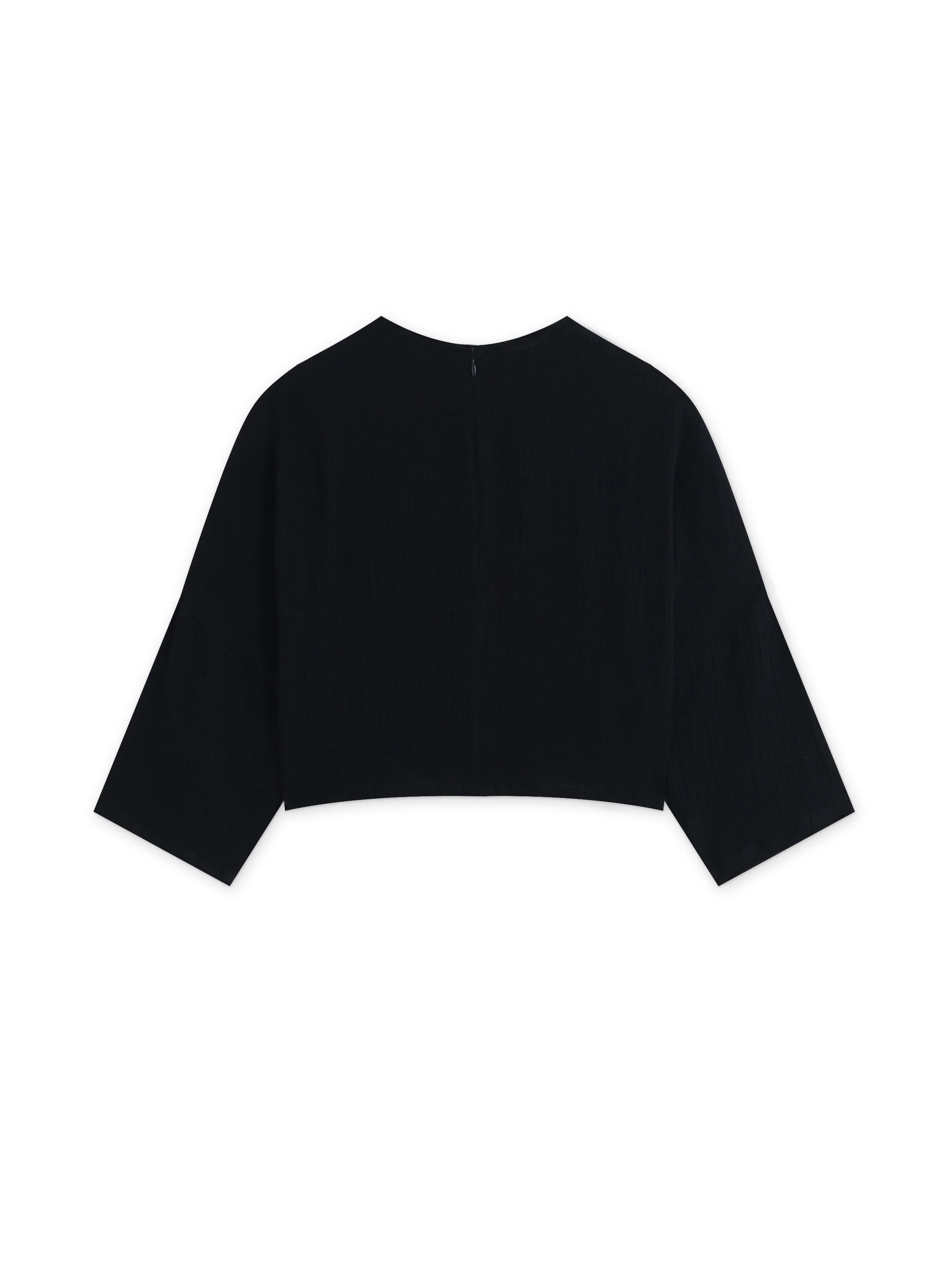 Gauze Crop Top-Black