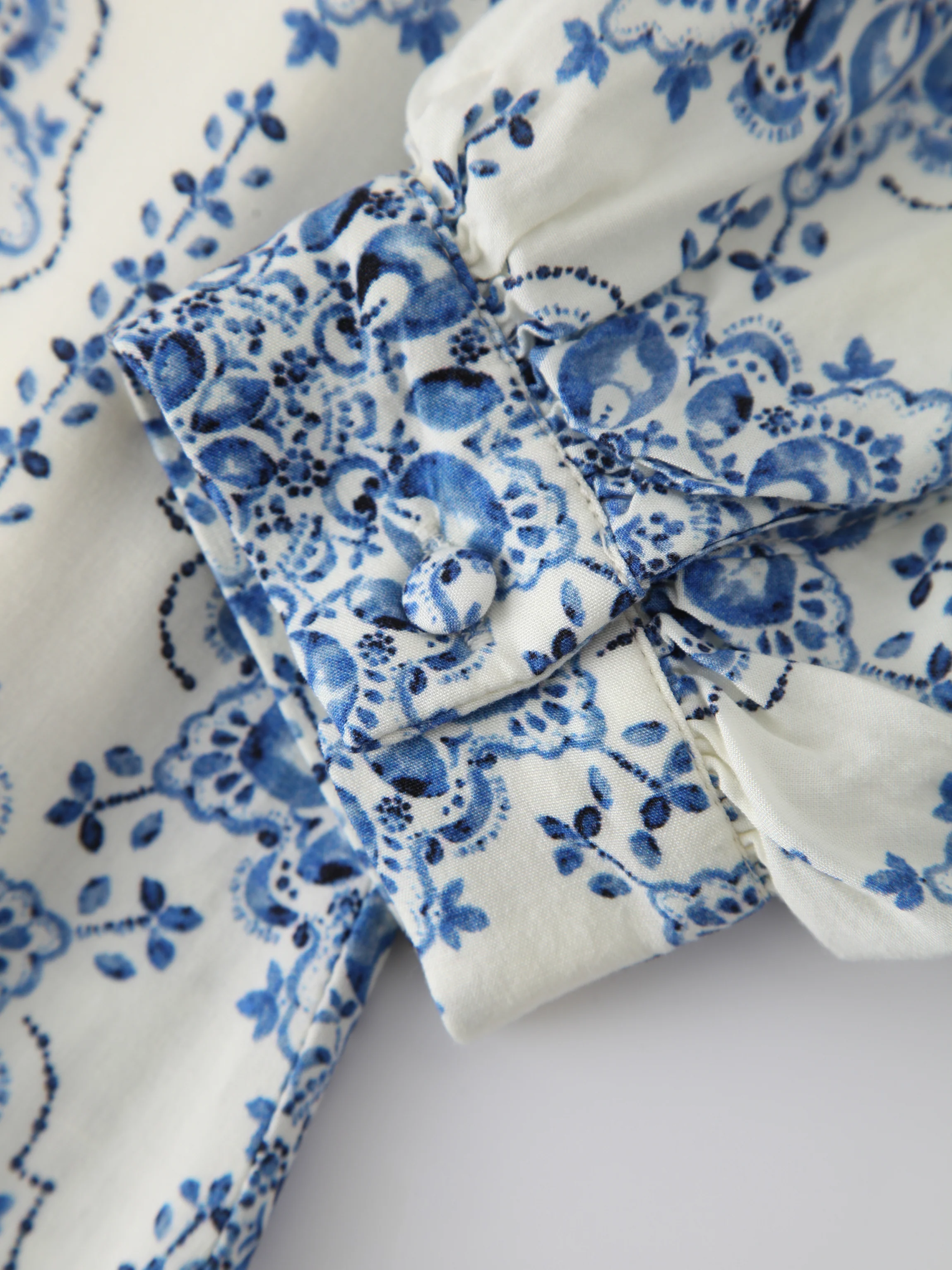 DRAWSTRING MAXI DRESS-BLUE MEDALLION