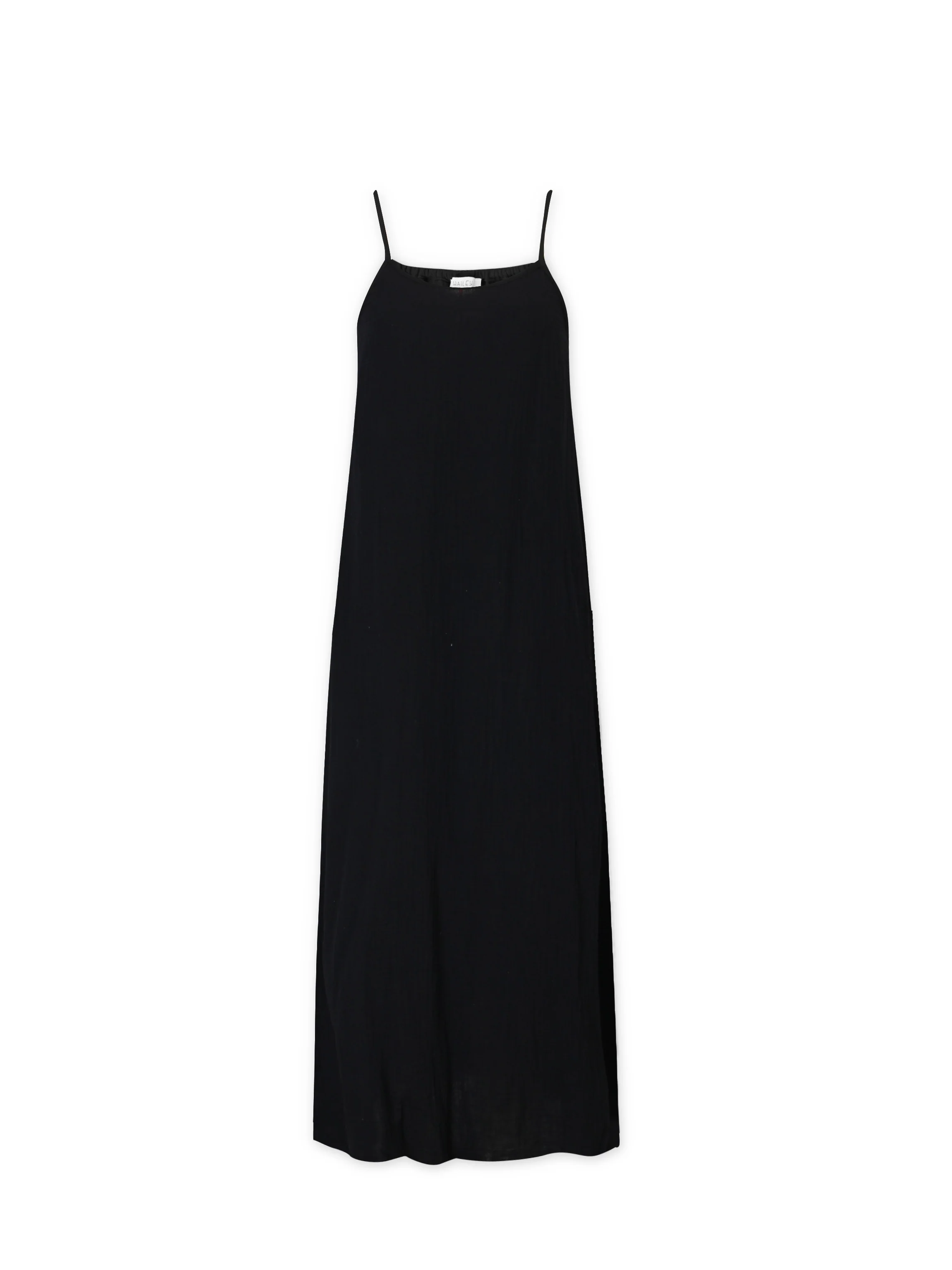 Gauze Slip Dress-Black