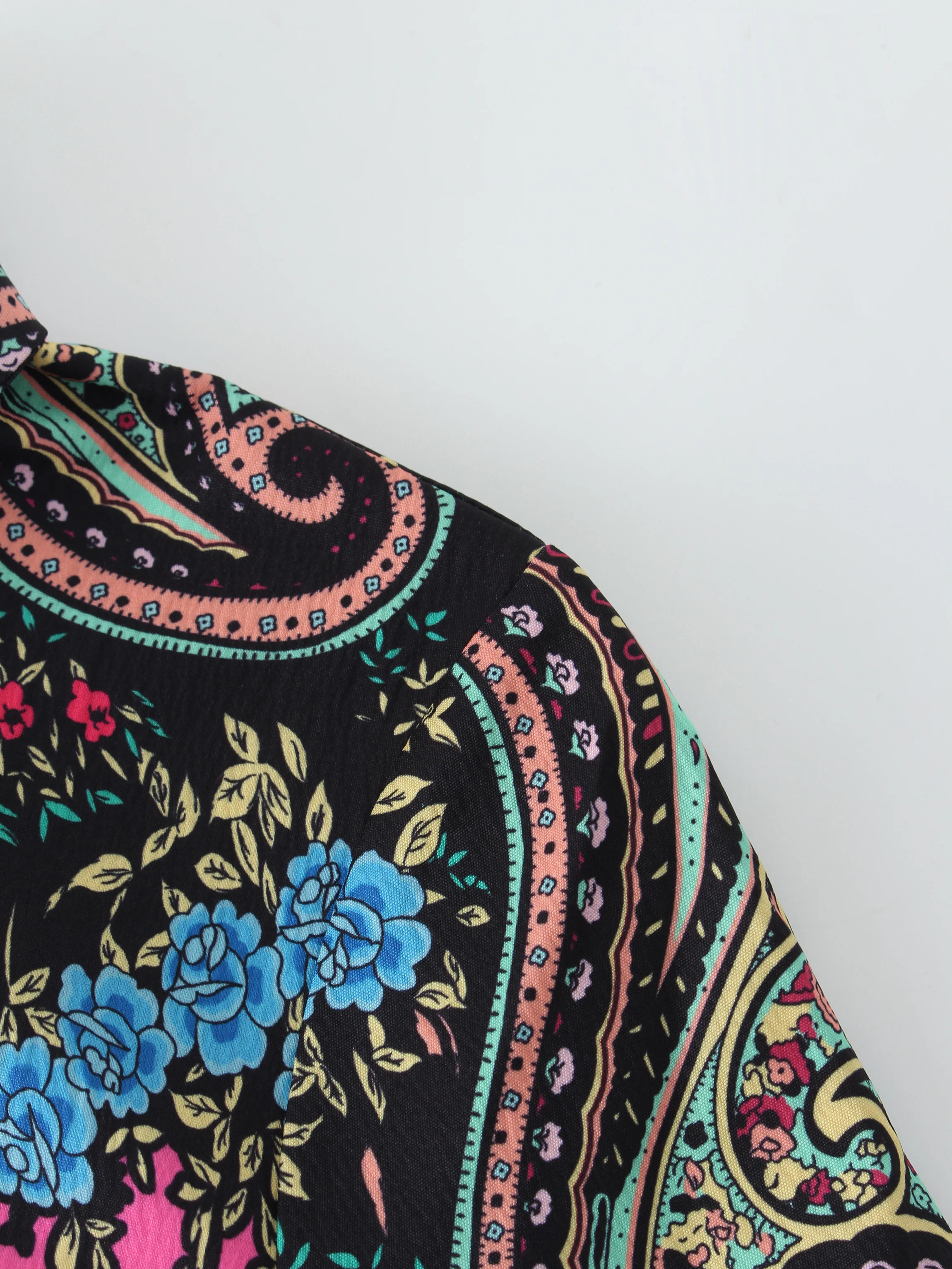 Belted Shirtdress-Neon Paisley