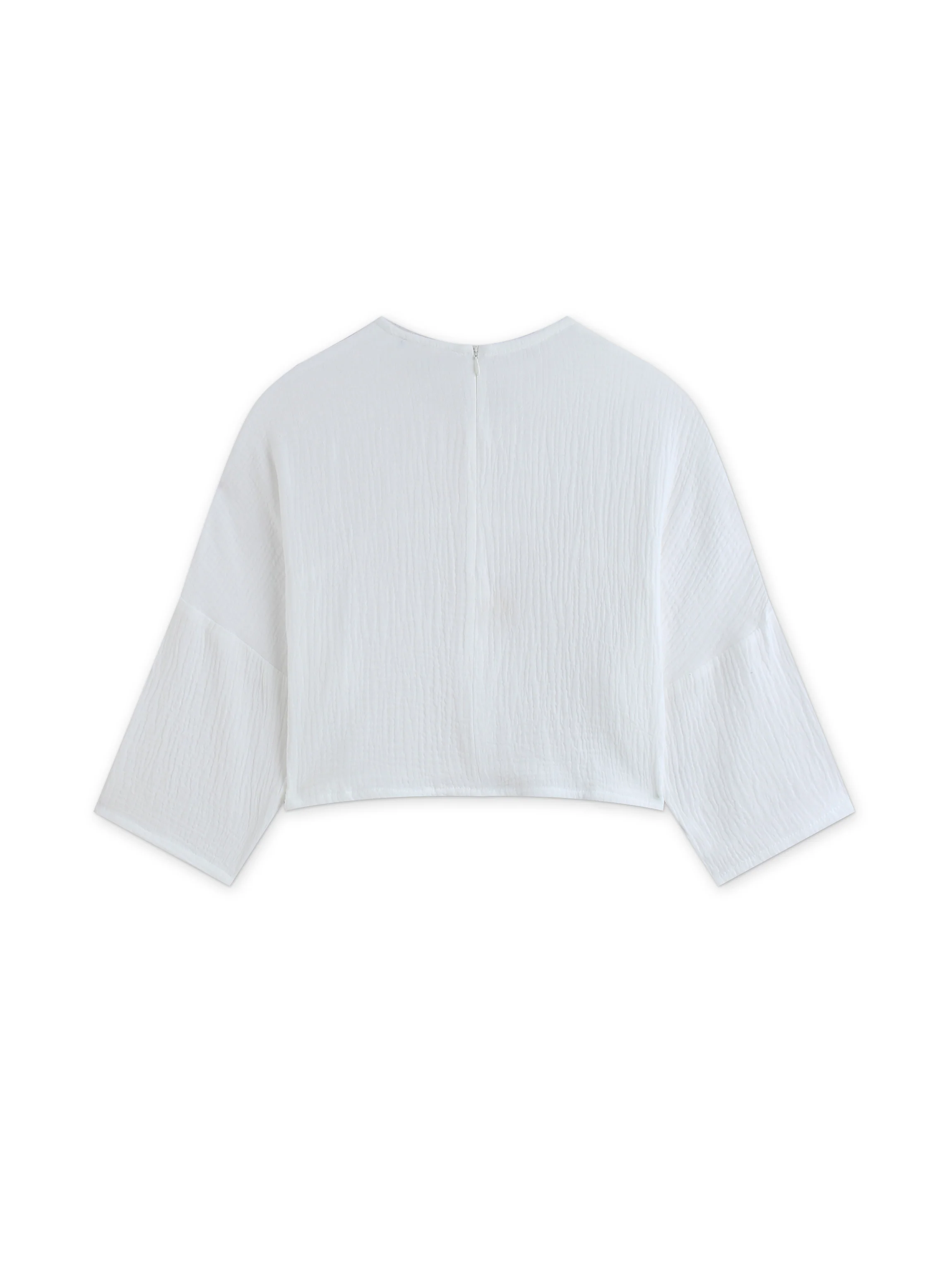 Gauze Crop Top-Ivory