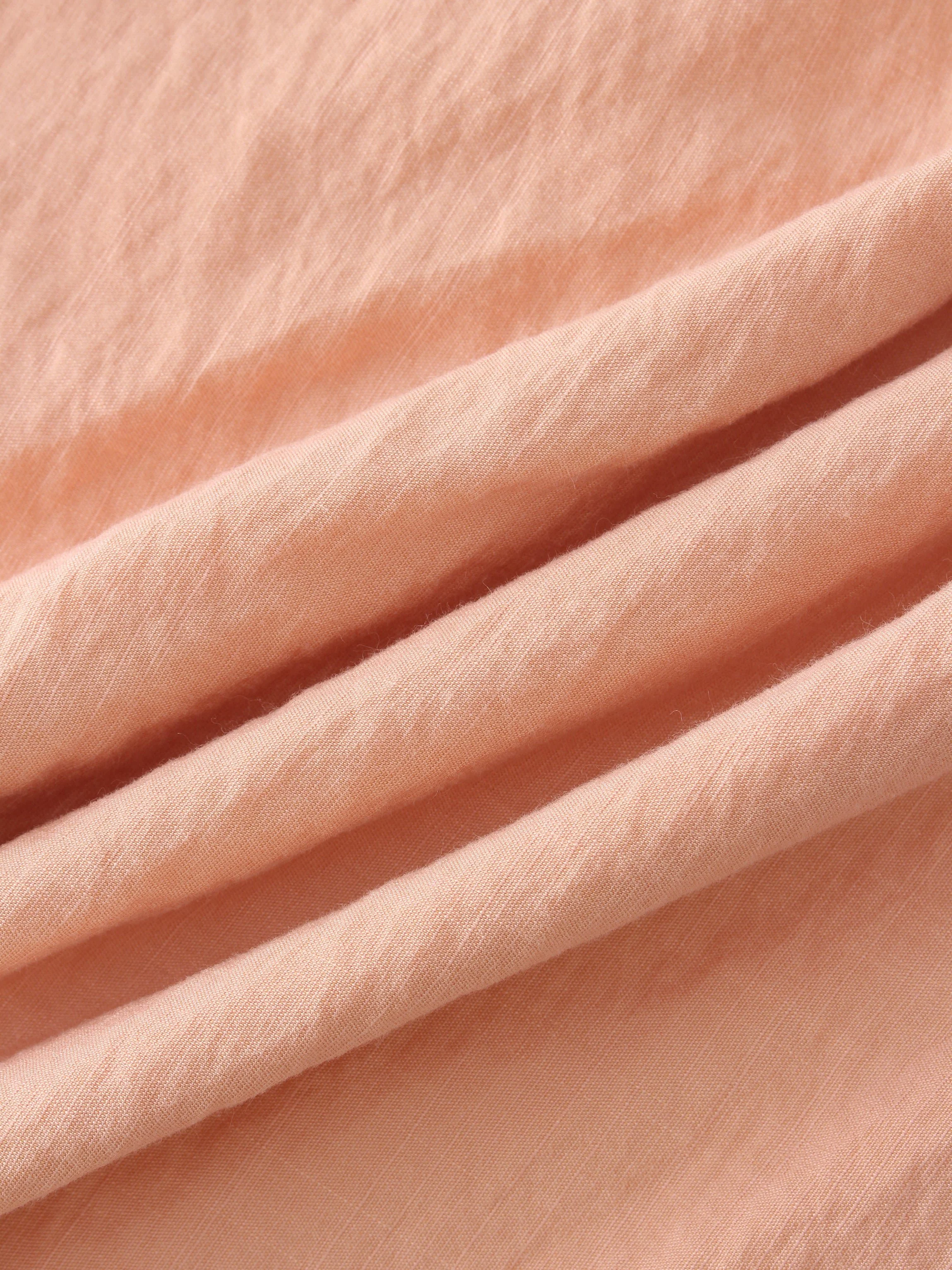 DRAWSTRING FRINGE SKIRT-PEACH