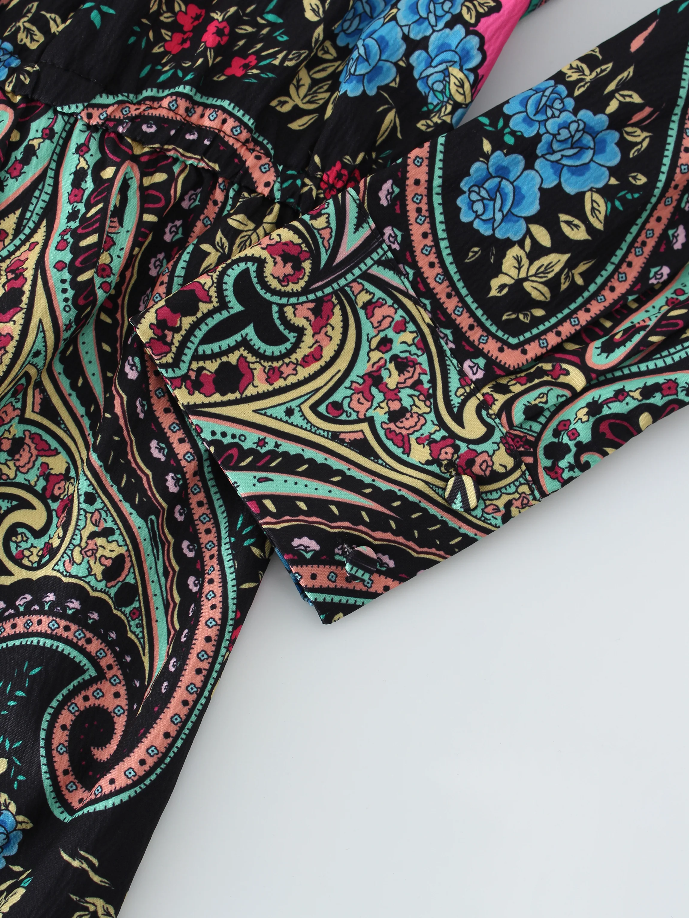 Belted Shirtdress-Neon Paisley