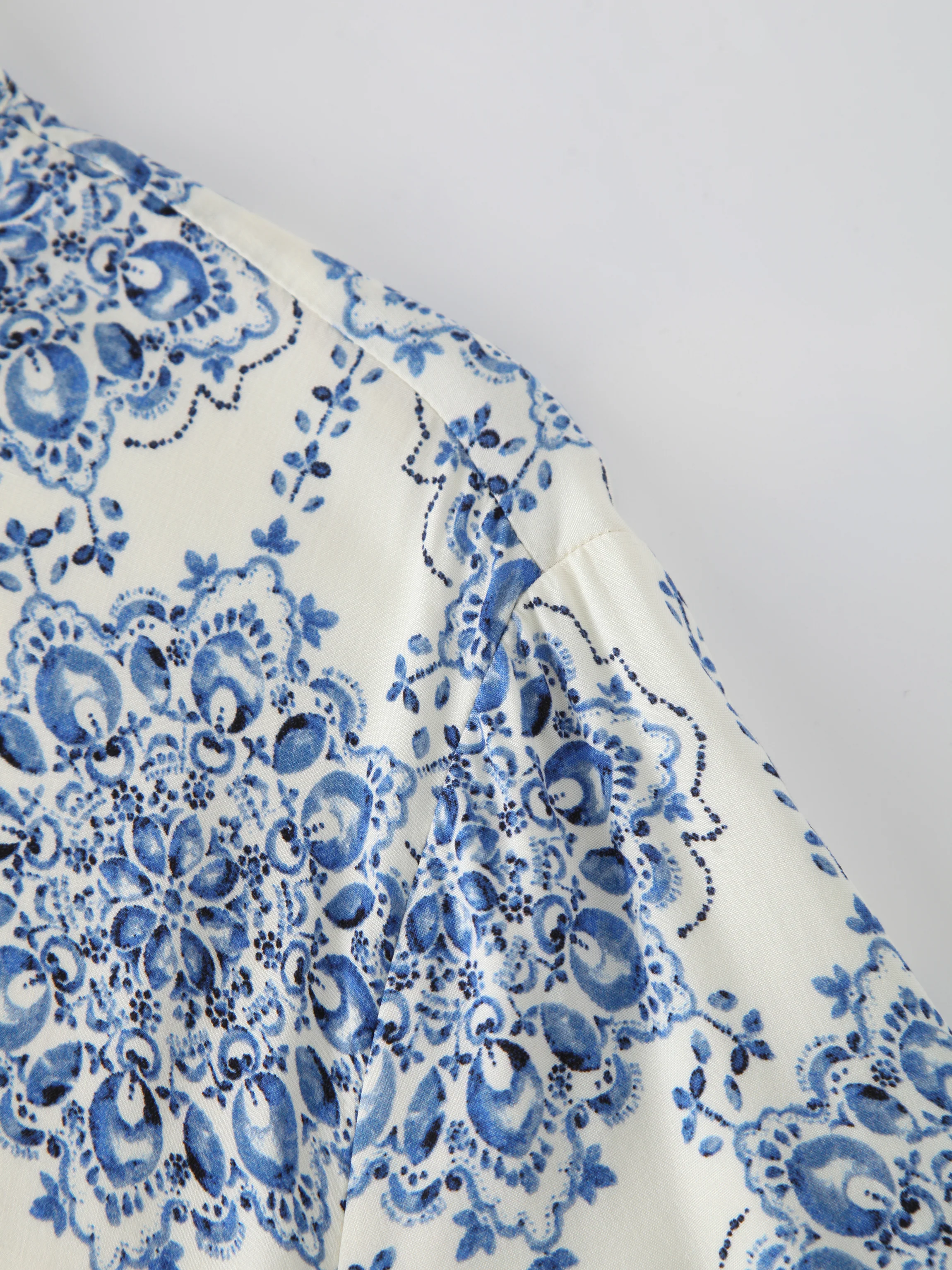 DRAWSTRING MAXI DRESS-BLUE MEDALLION