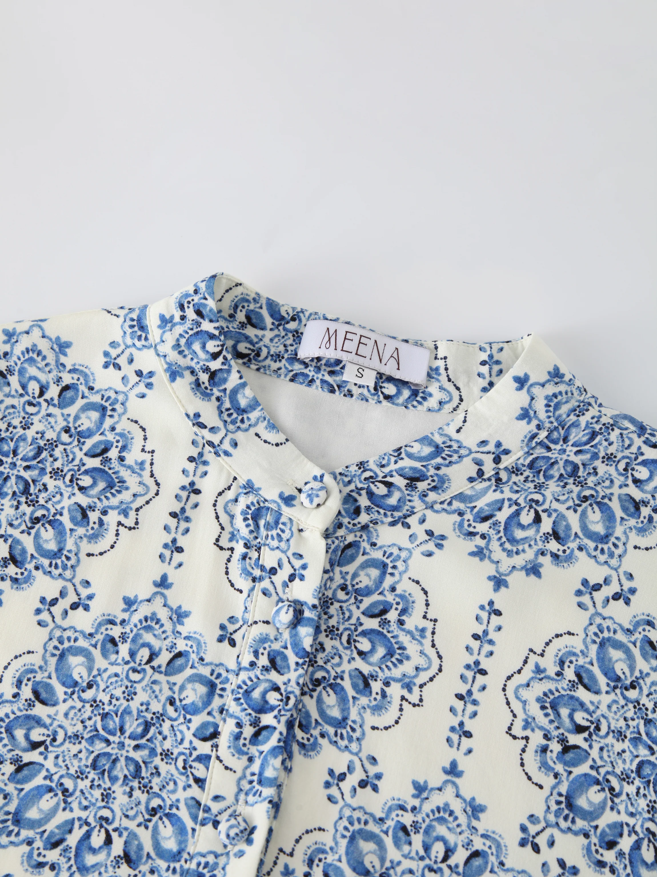 DRAWSTRING MAXI DRESS-BLUE MEDALLION