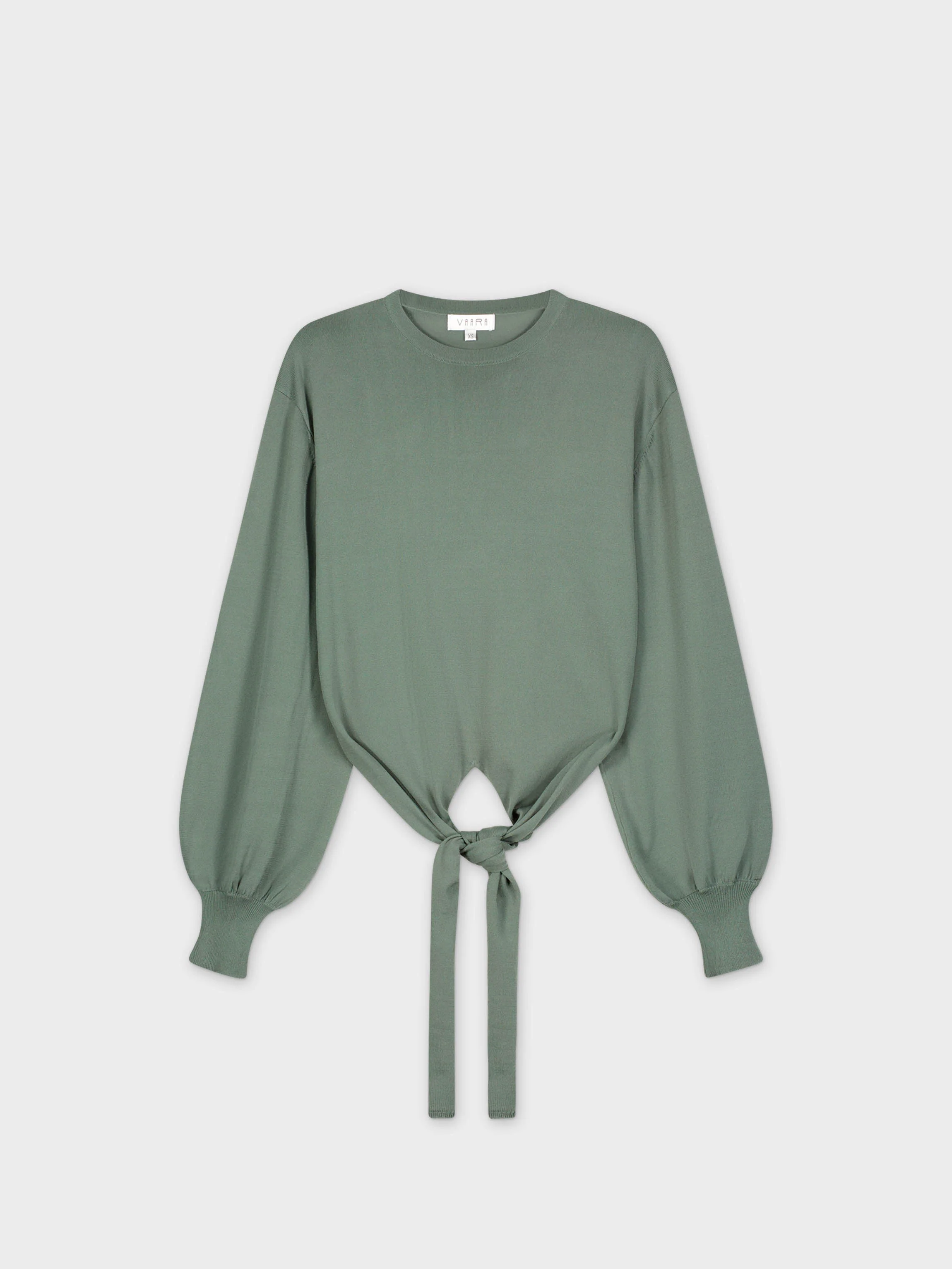 FRONT TIE SWEATER-SAGE