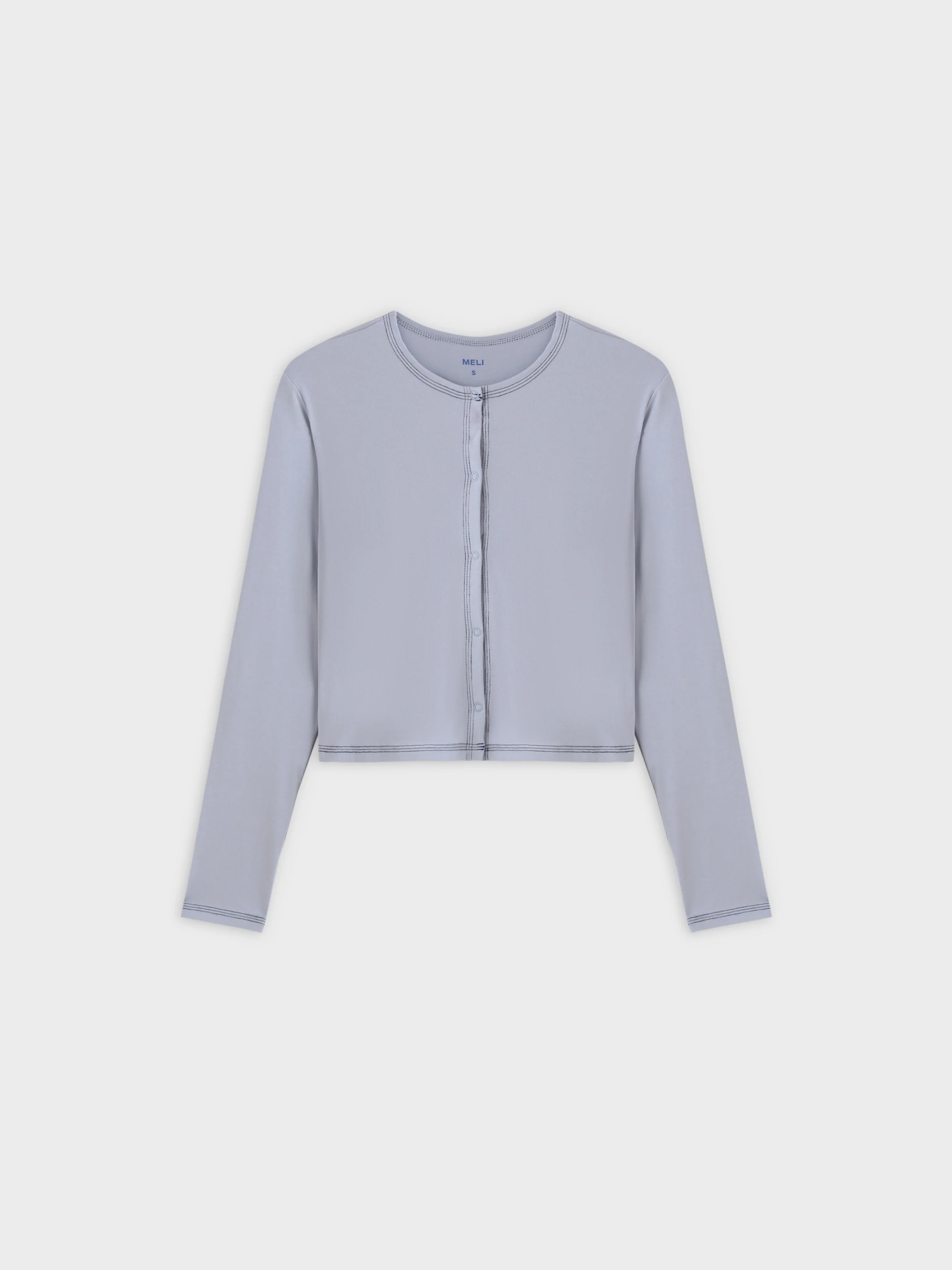 Basic T-Shirt Cropped Cardigan-Light Blue
