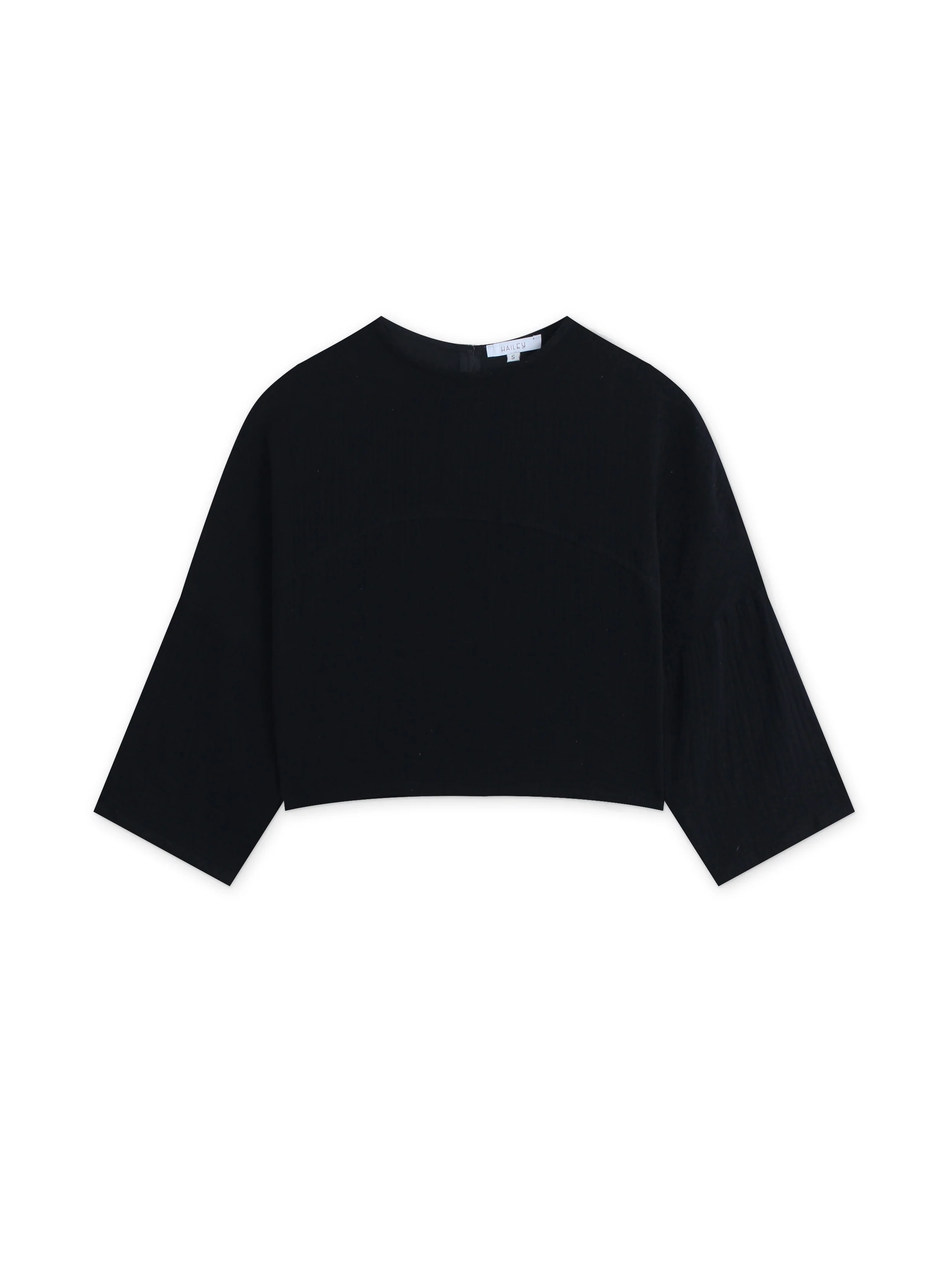 Gauze Crop Top-Black