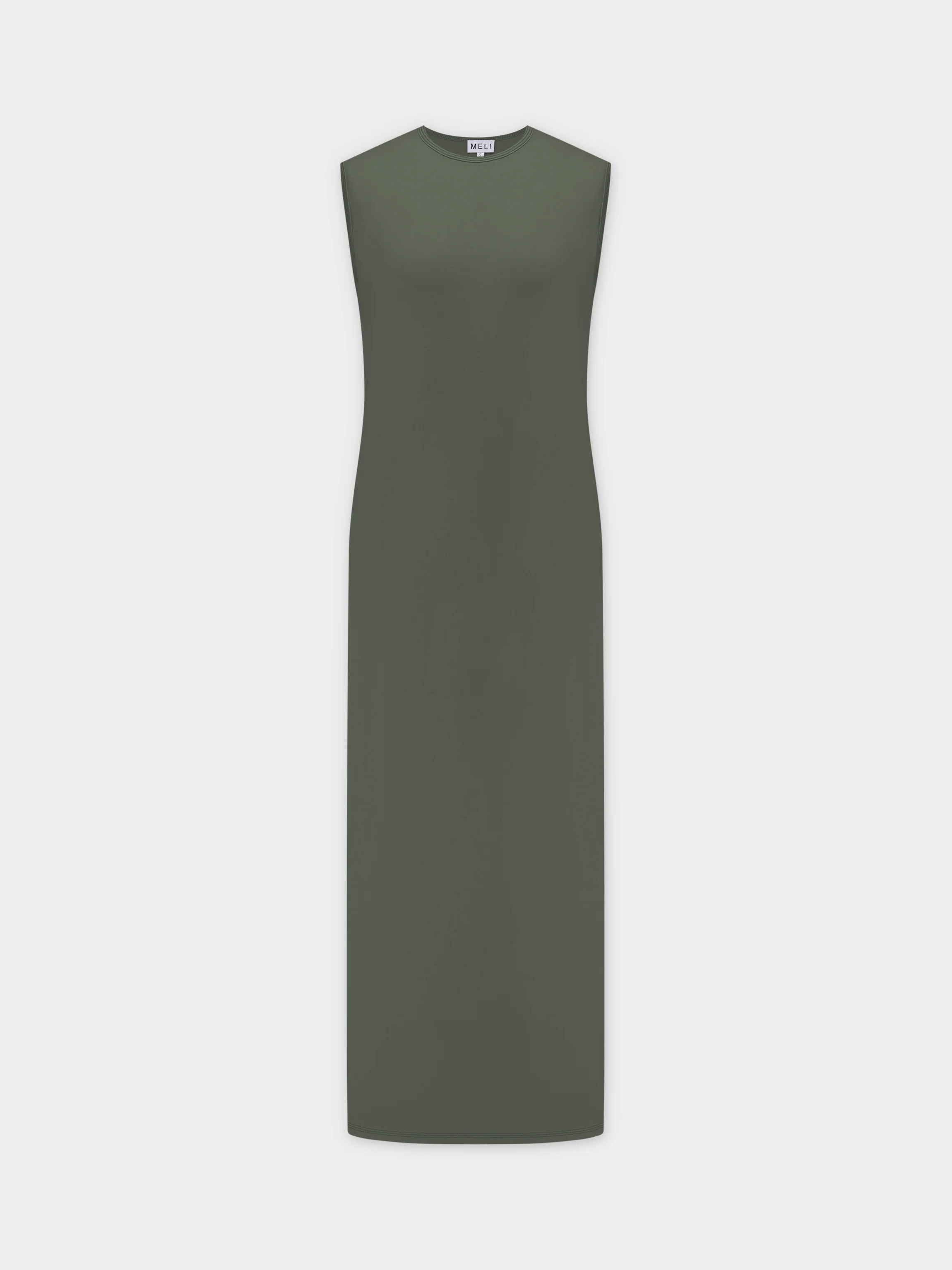 Basic T-Shirt Slip Dress-Olive