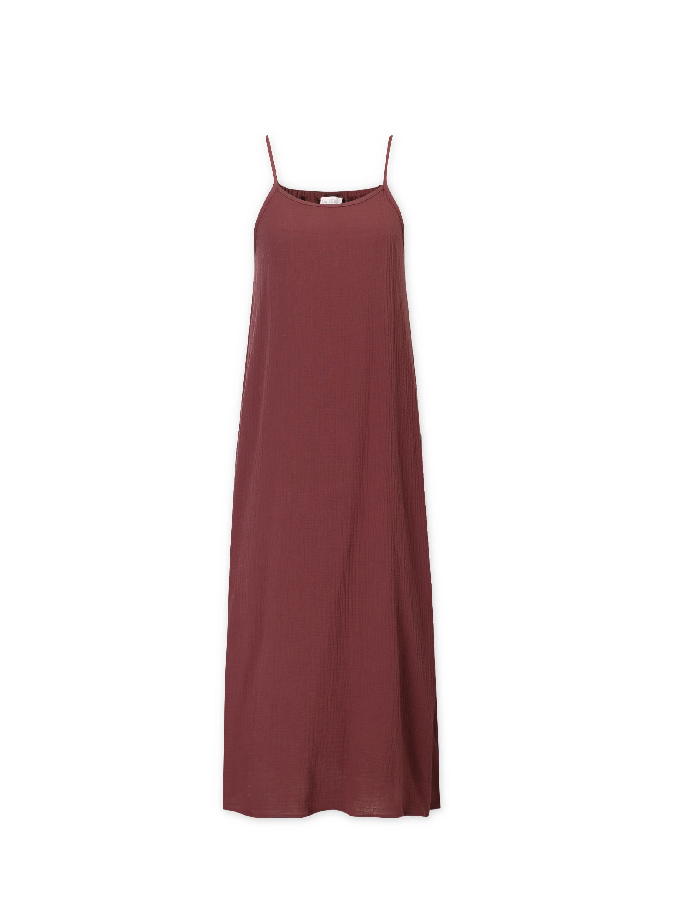 Gauze Slip Dress-Rust