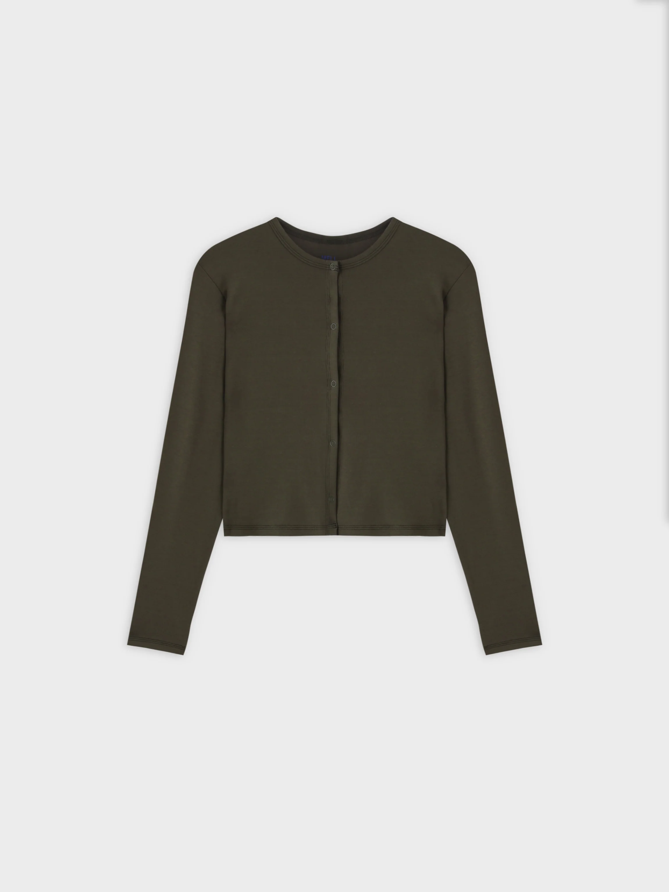 Basic T-Shirt Cropped Cardigan-Olive