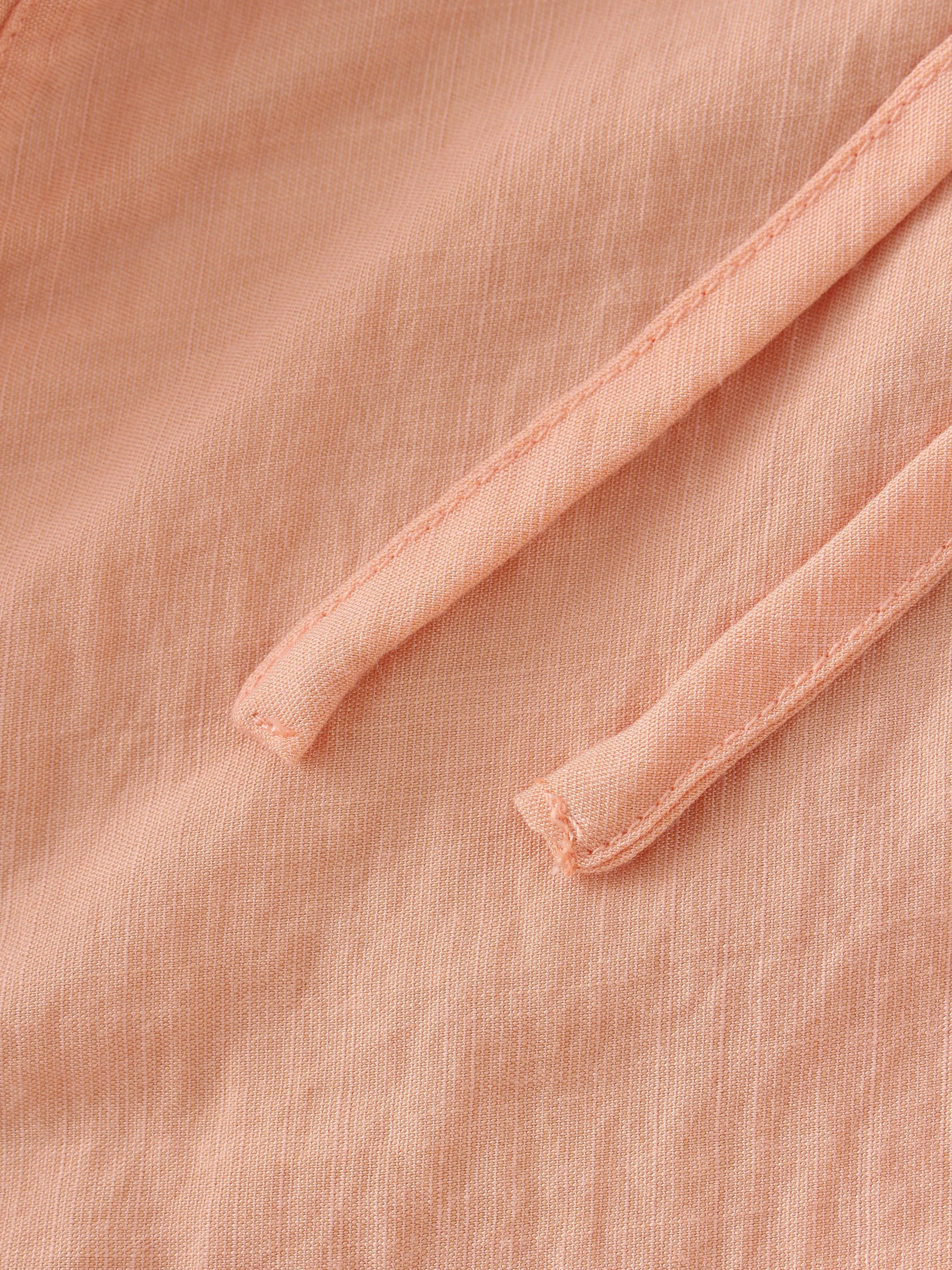 DRAWSTRING FRINGE SKIRT-PEACH