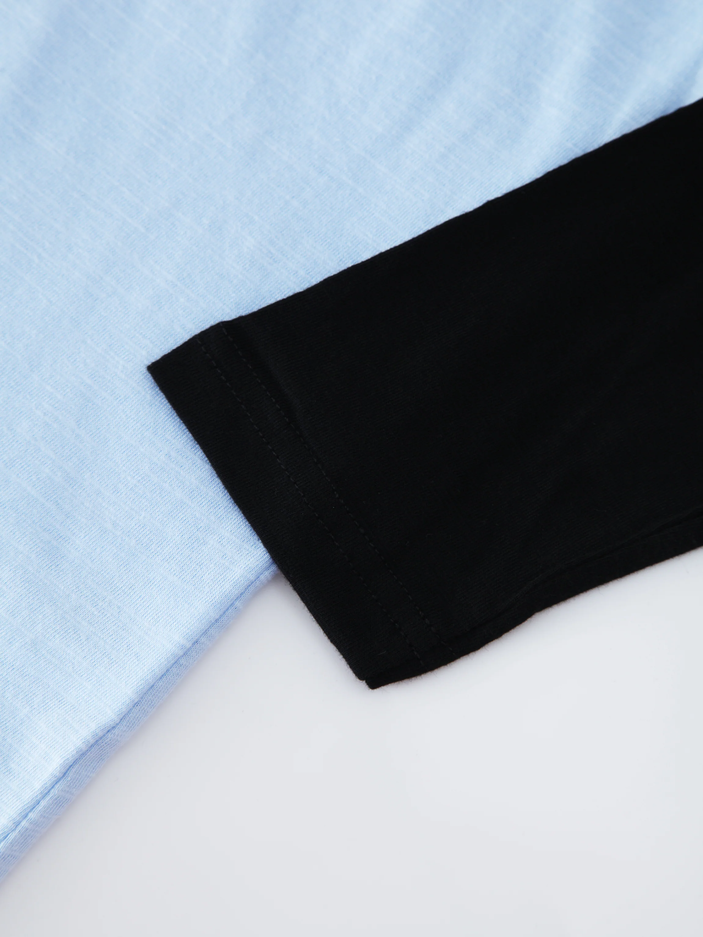 Two Tone Baseball Tee-Light Blue/Black