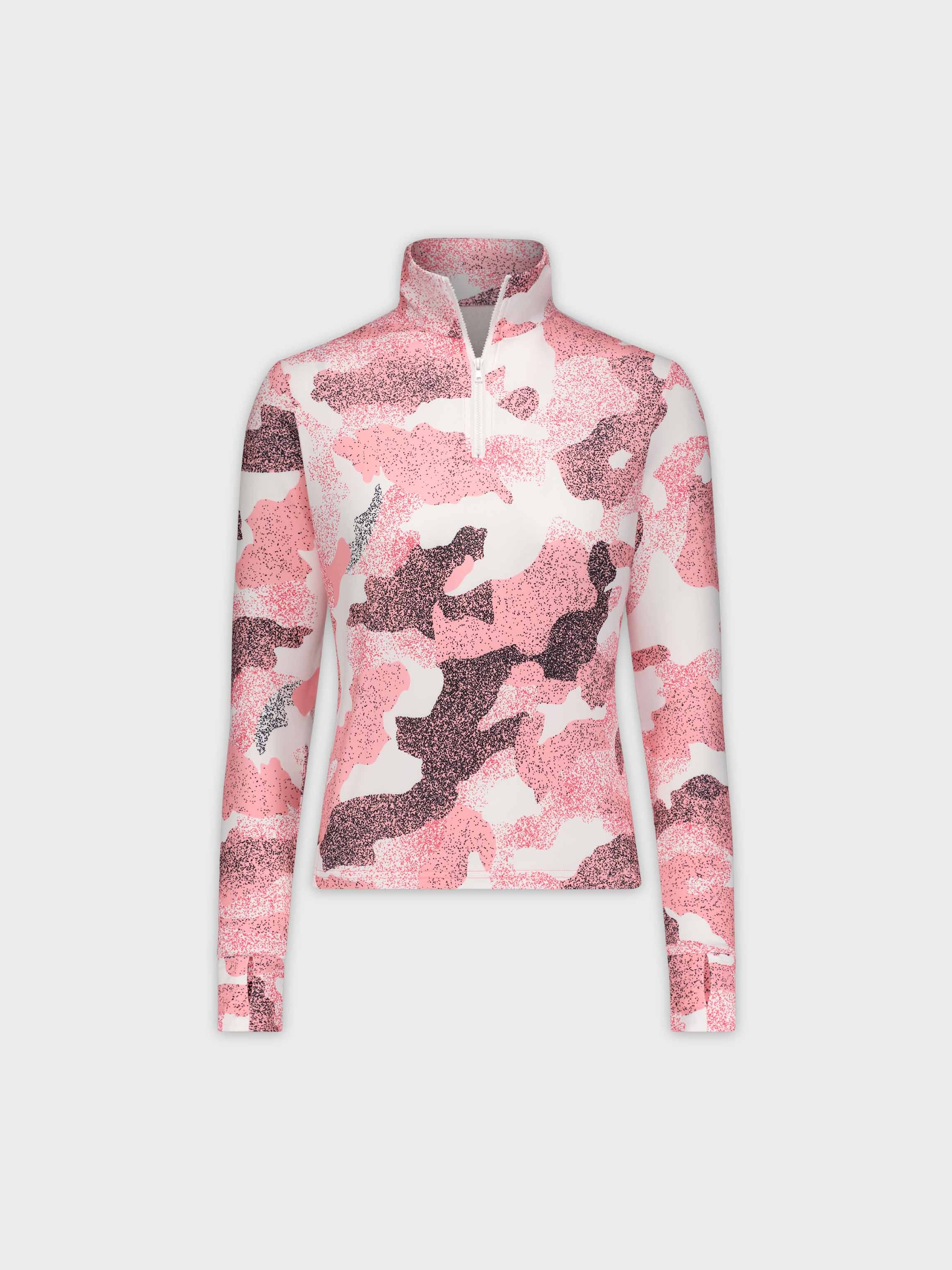 HALF ZIP TECHNO TEE-PINK CAMEO