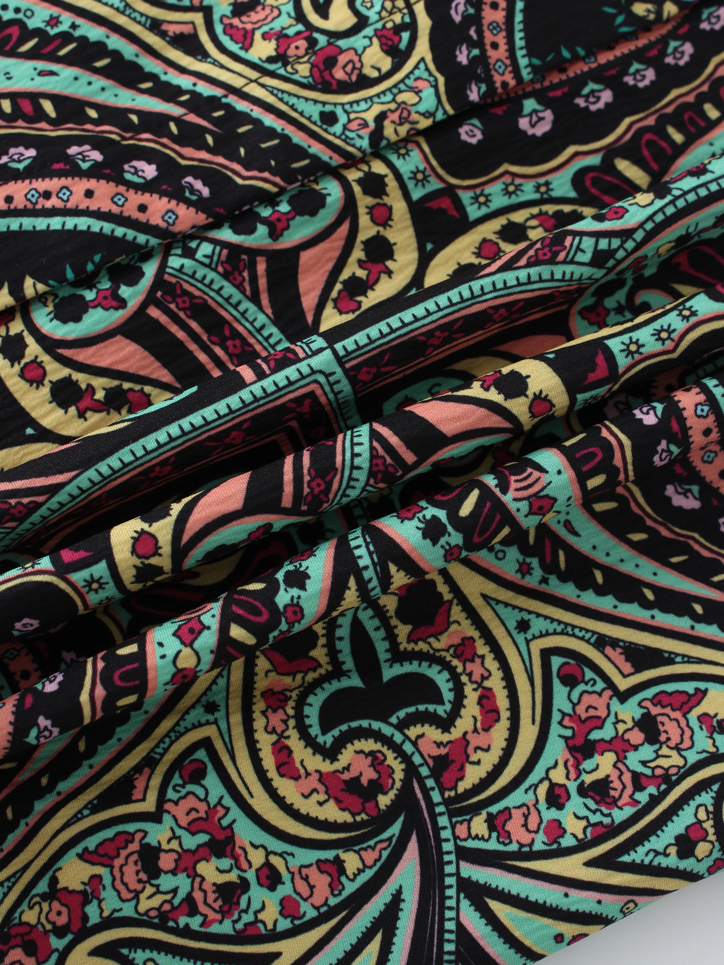Belted Shirtdress-Neon Paisley