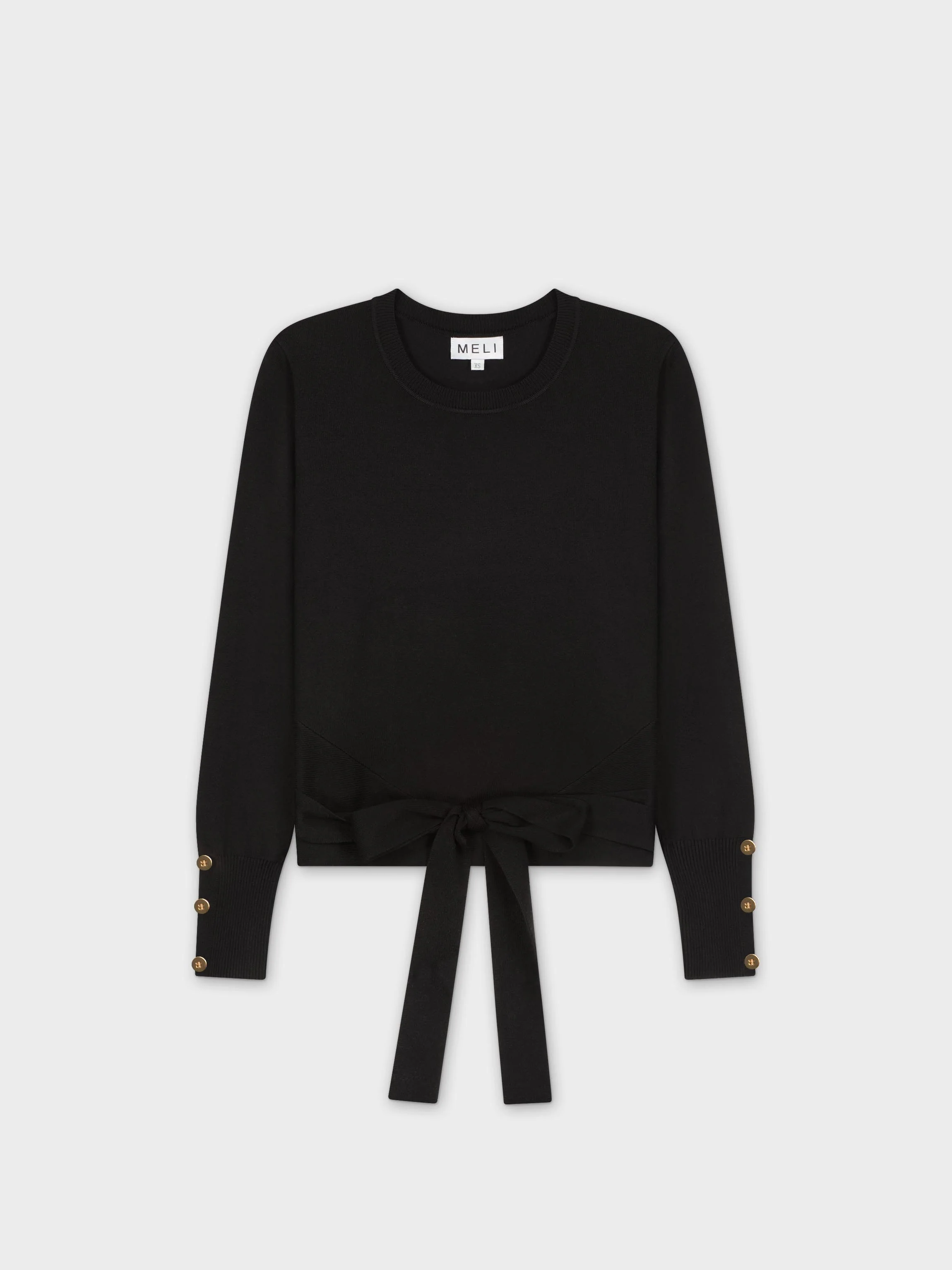 Wrap Tie Sweater-Black