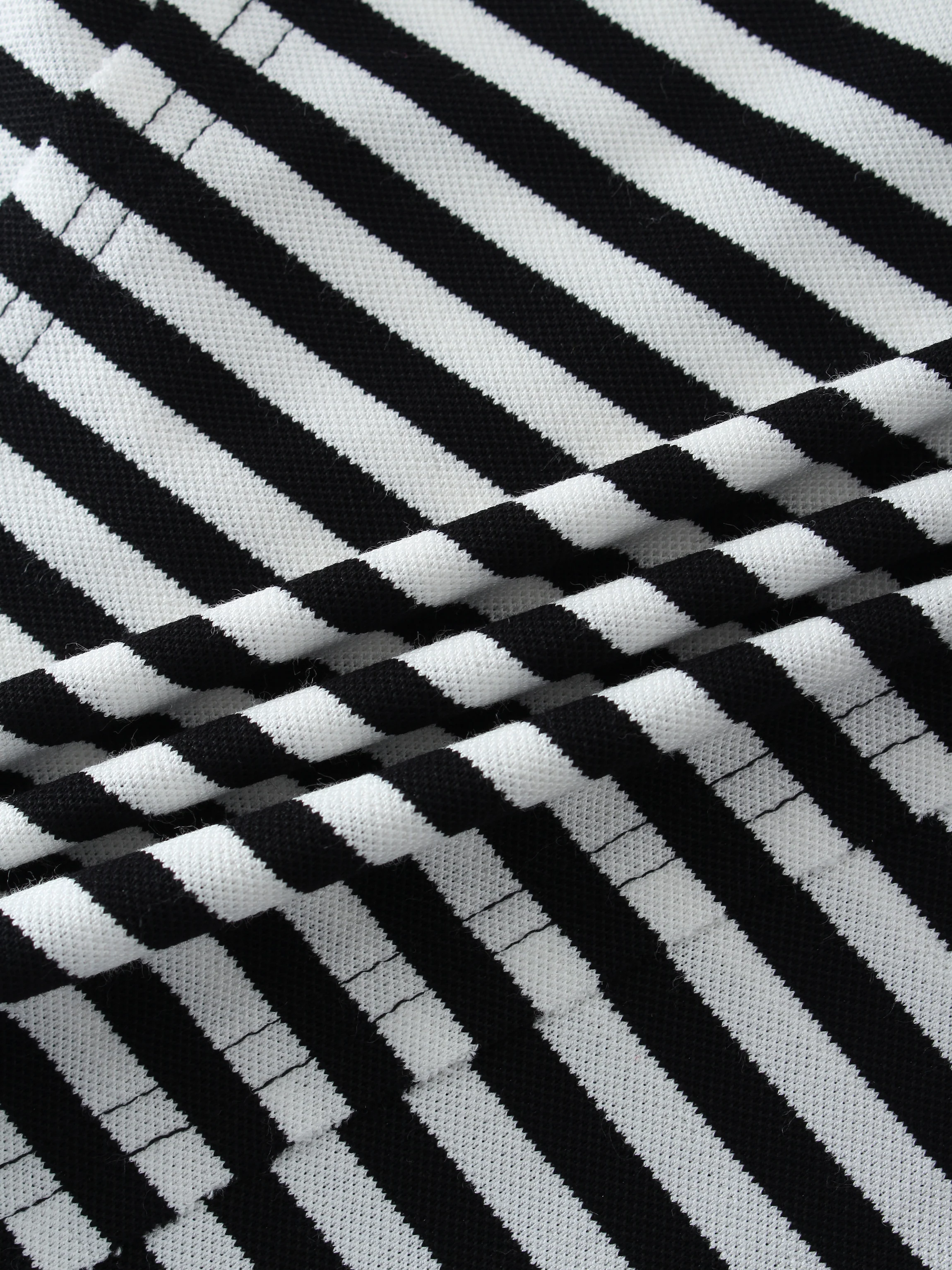 Striped Collar Tee-Black/White