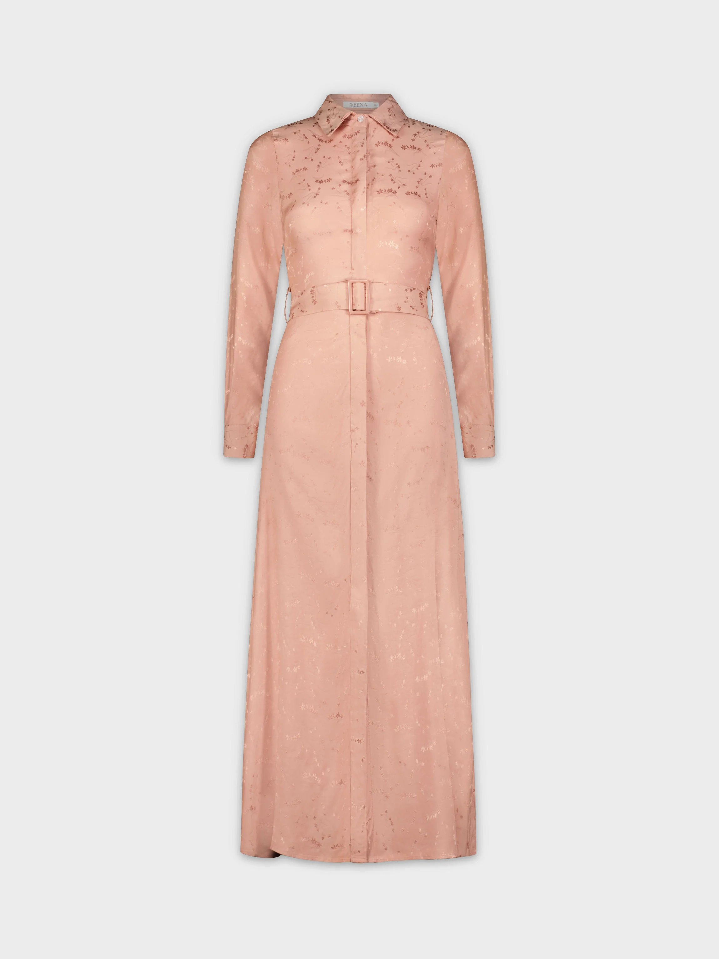 BELTED ALINE SILK DRESS-ROSE FLORAL