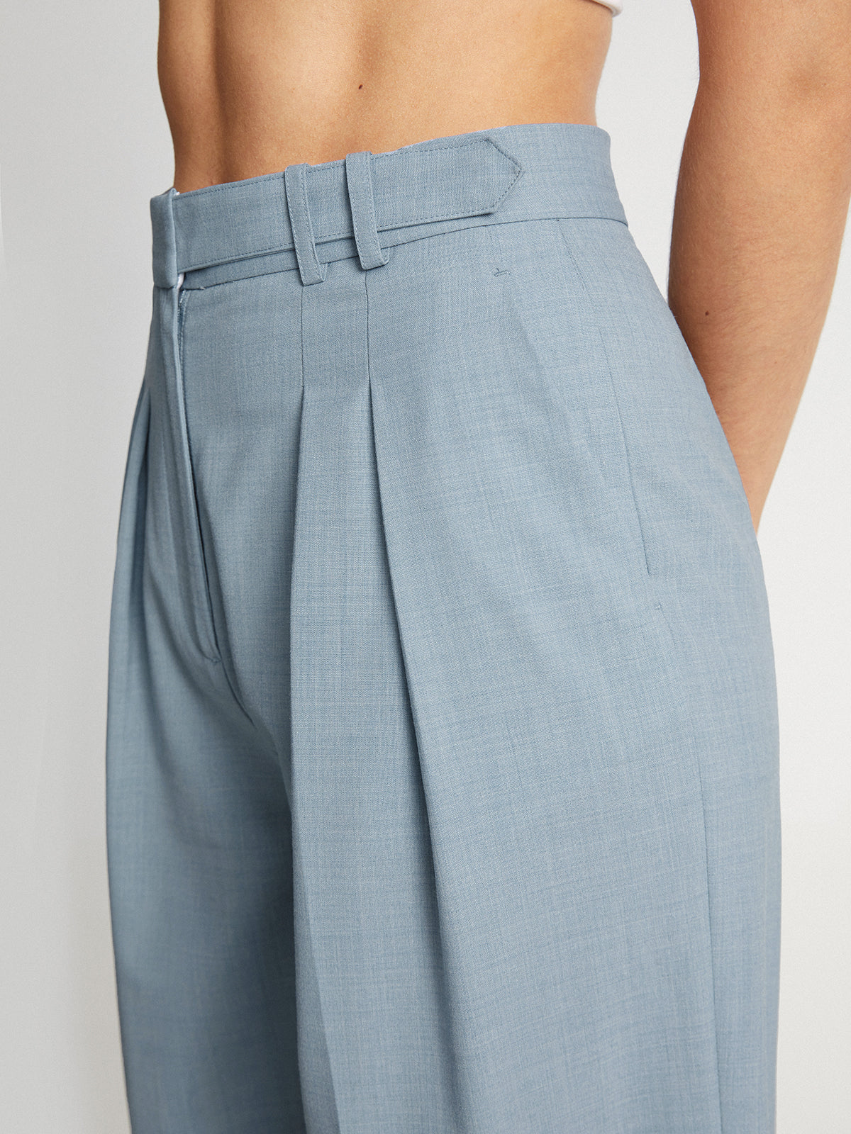 Thecomense - High Waisted Belt Slip Relaxed Fit Pleat Front Trousers