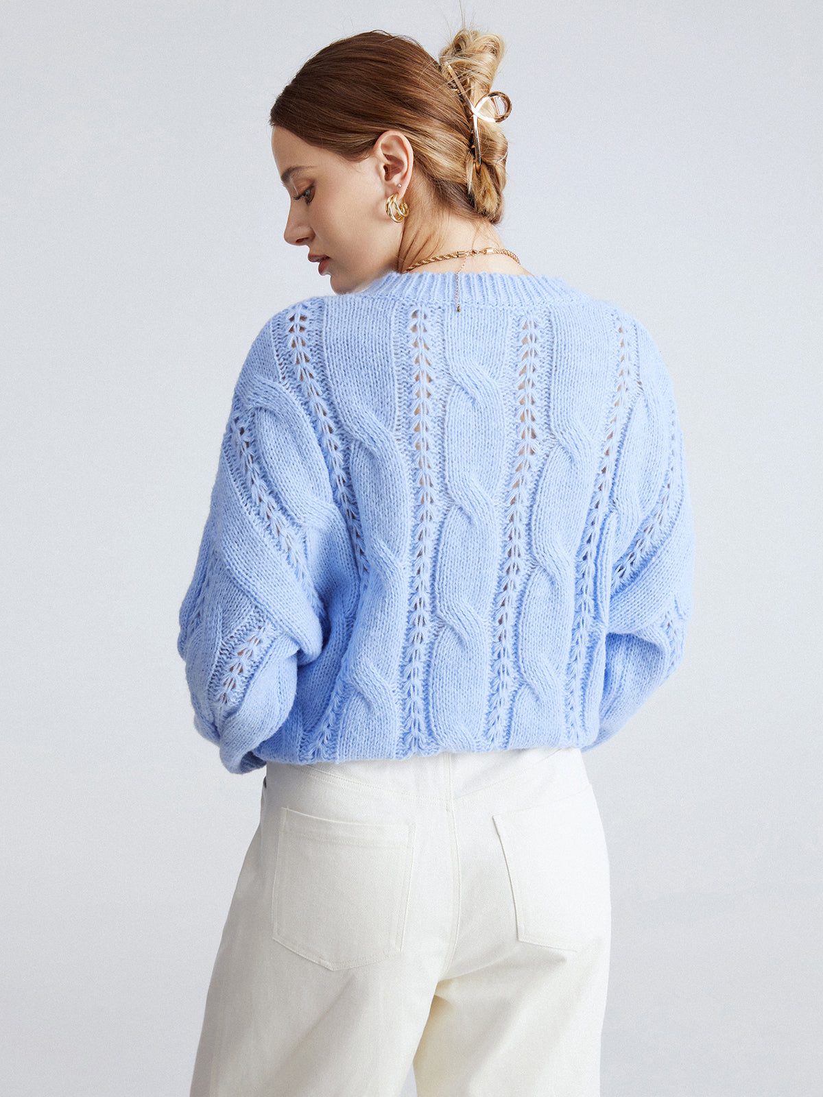 Thecomense - Sea Bubbles Cable Knit Sweater