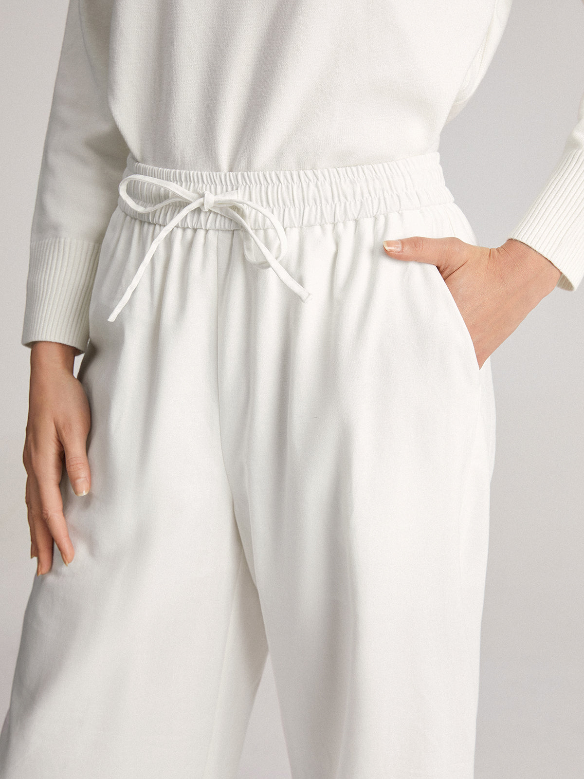 Thecomense - Simple Bell Drawstring Wide Leg Pants