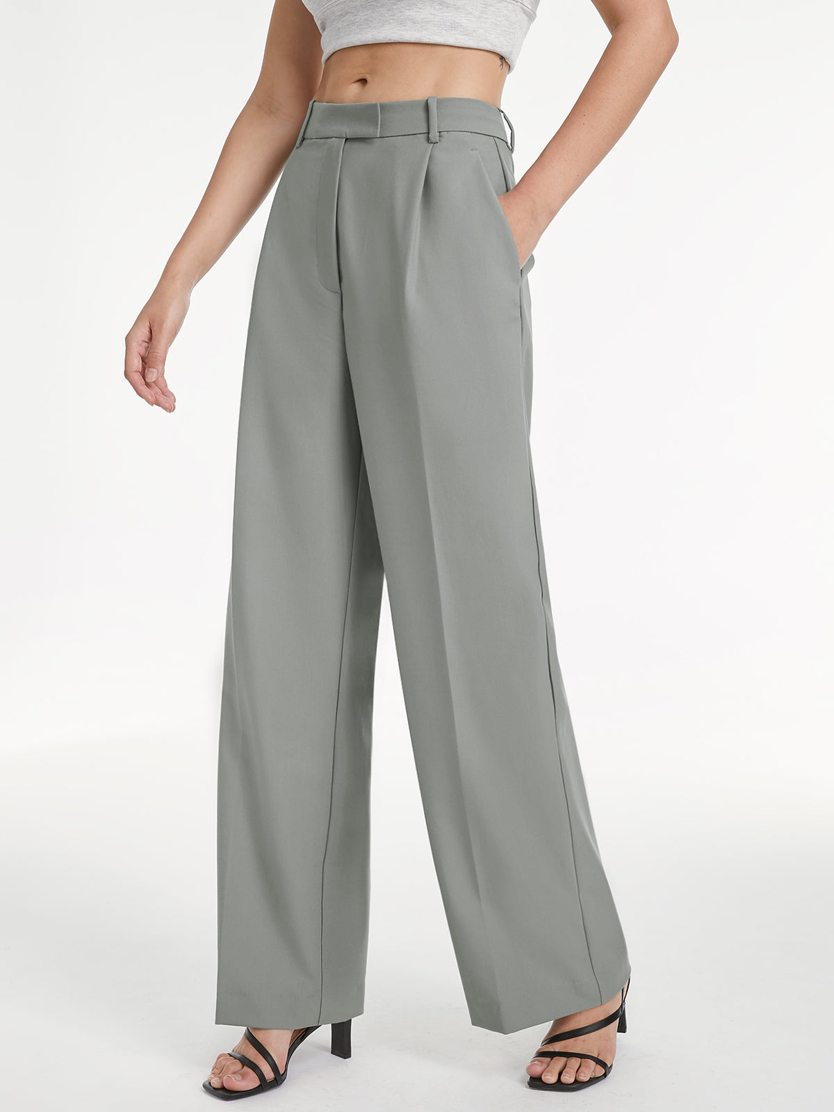 Thecomense - Double Pleat Front High Waisted Trousers