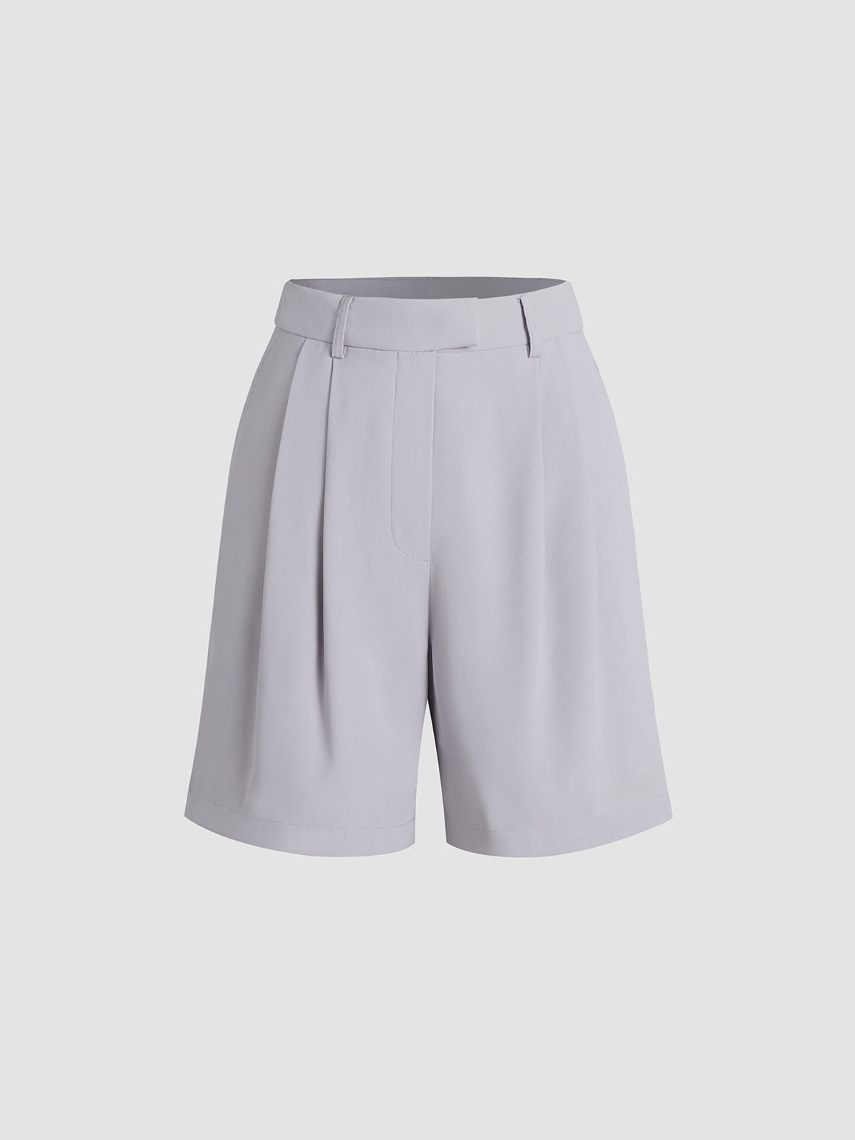 Thecomense - High Waisted Mid Thigh Trouser Shorts
