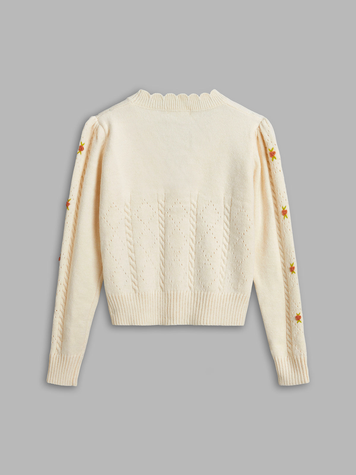 Thecomense - Retro Flora Cable Knit Cardigan