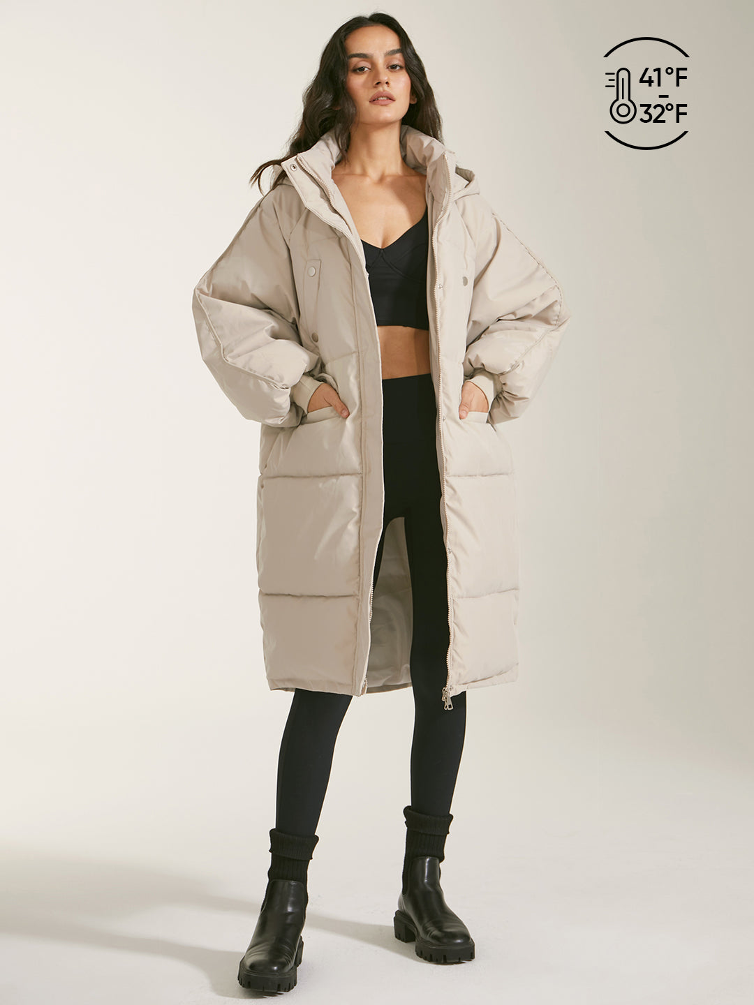 Thecomense - Long Hooded Puffer Parka Coat