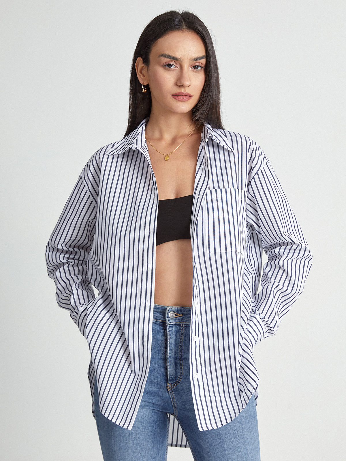 Thecomense - Striped Riviera Long Button Up Shirt