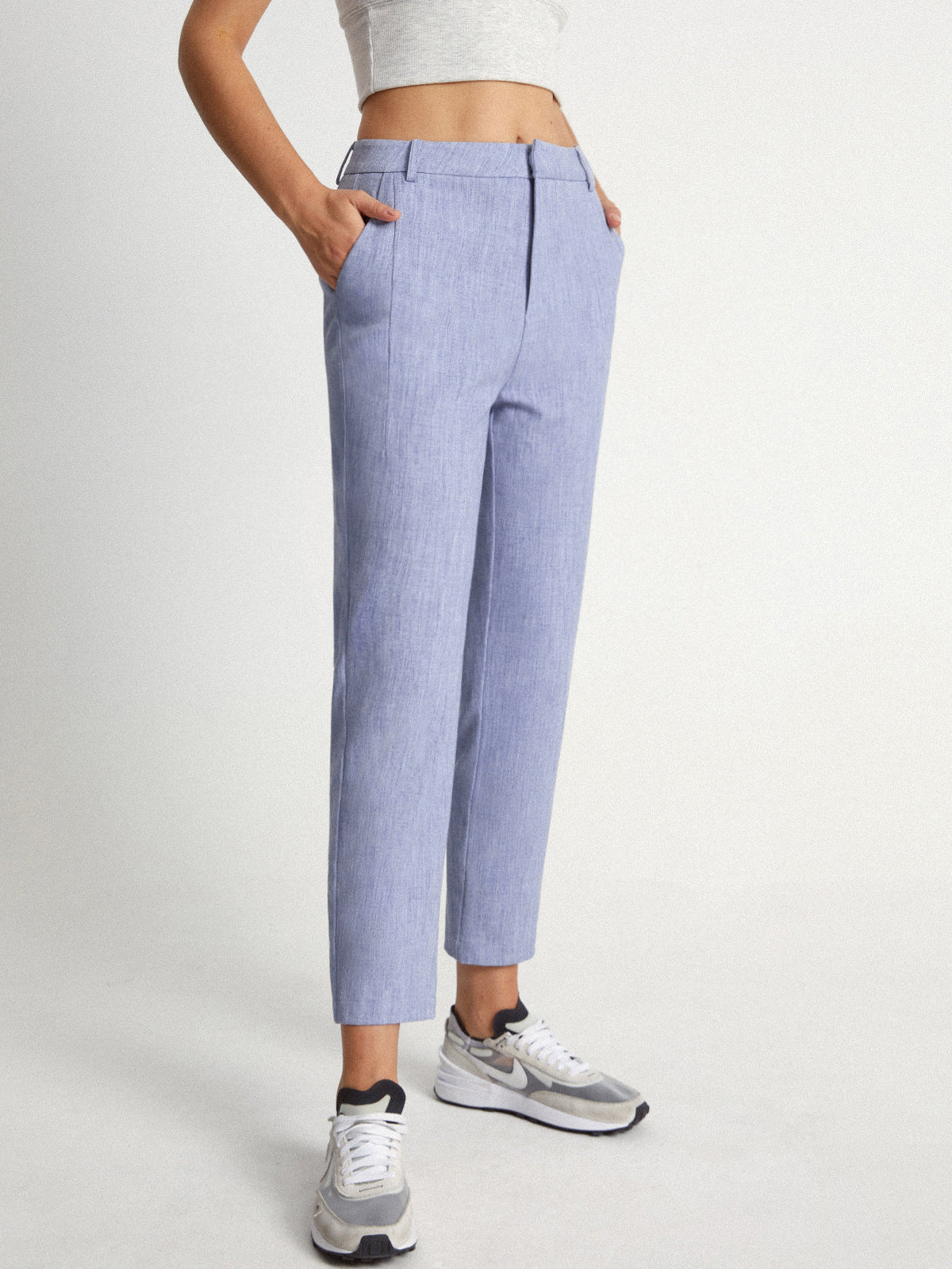 Thecomense - Mid Rise Heathered Pastel Cropped Pants