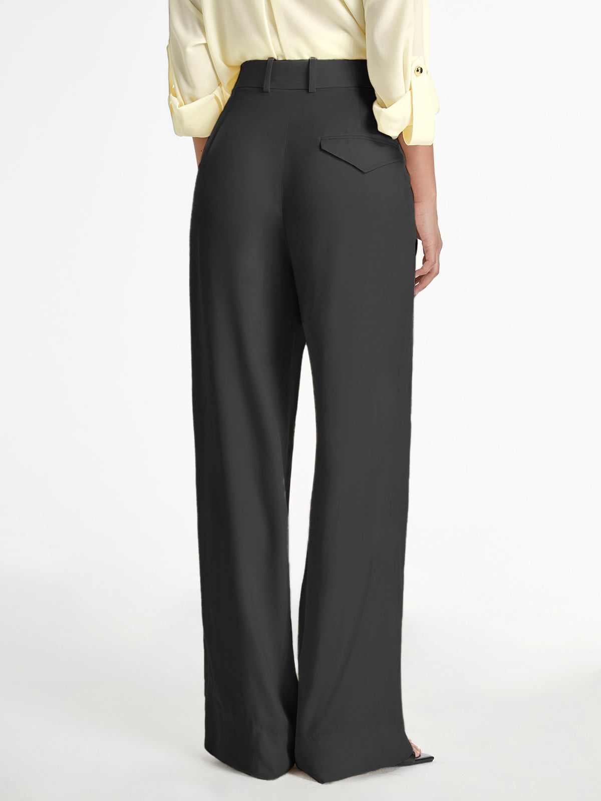 Thecomense - High Waisted Relaxed Fit Wide Leg Loose Trousers
