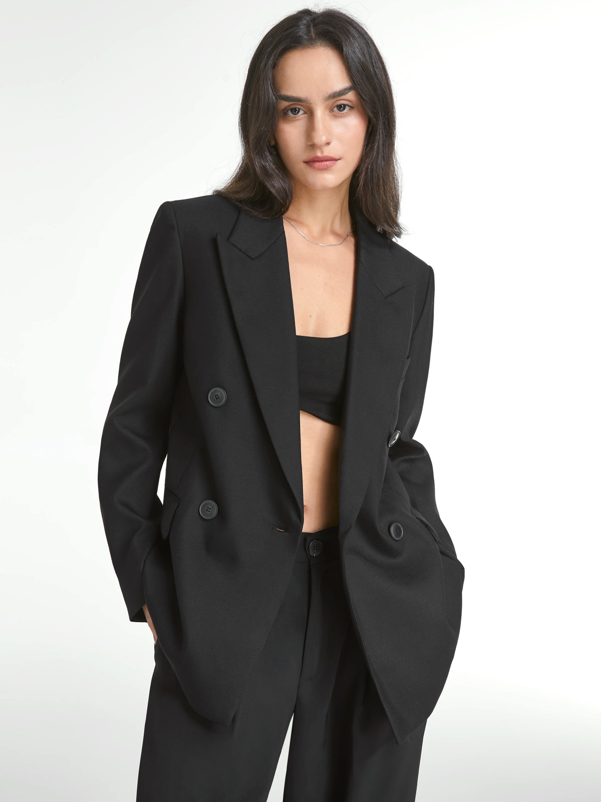 Thecomense - Double Breasted Relaxed Fit Long Blazer