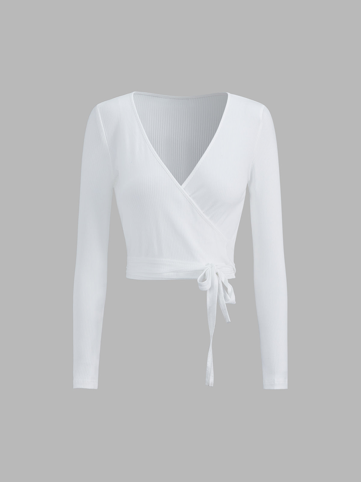 Thecomense - V-Neck Belted Wrap Top