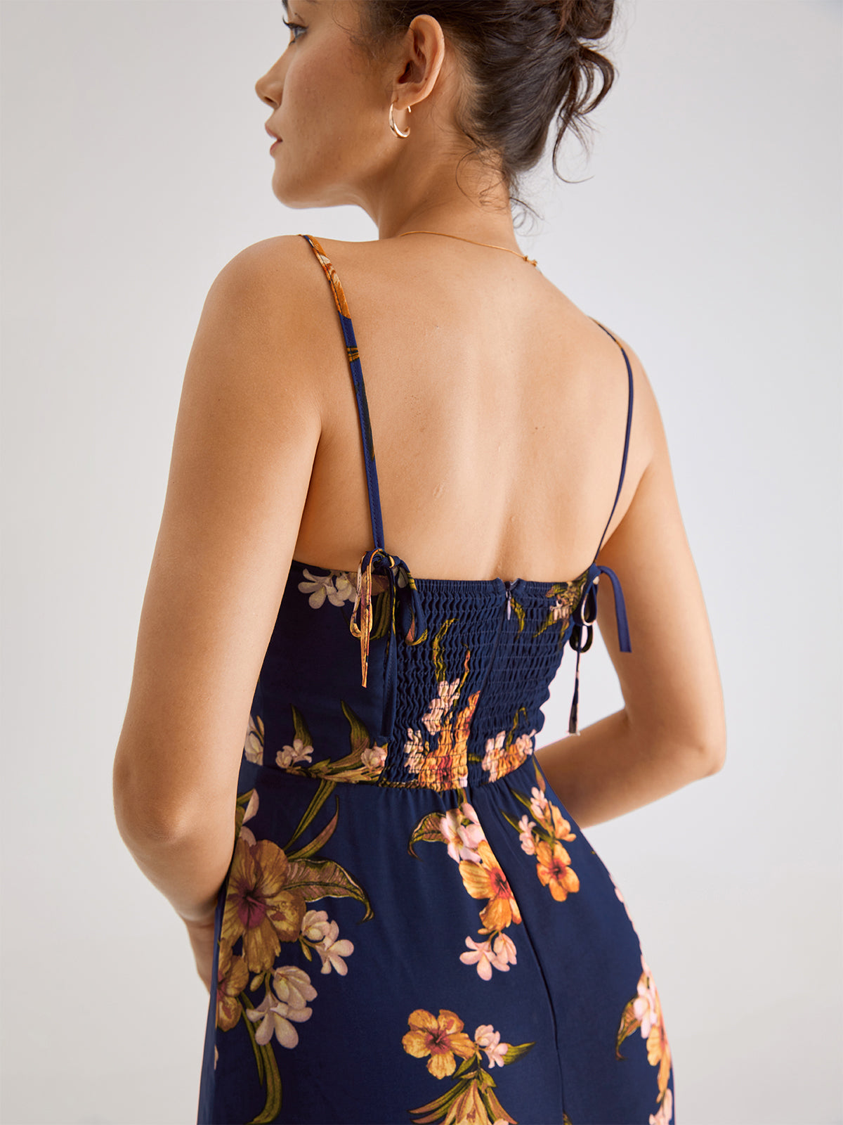 Thecomense - Windy Sea Flowers Strap Midi Dress