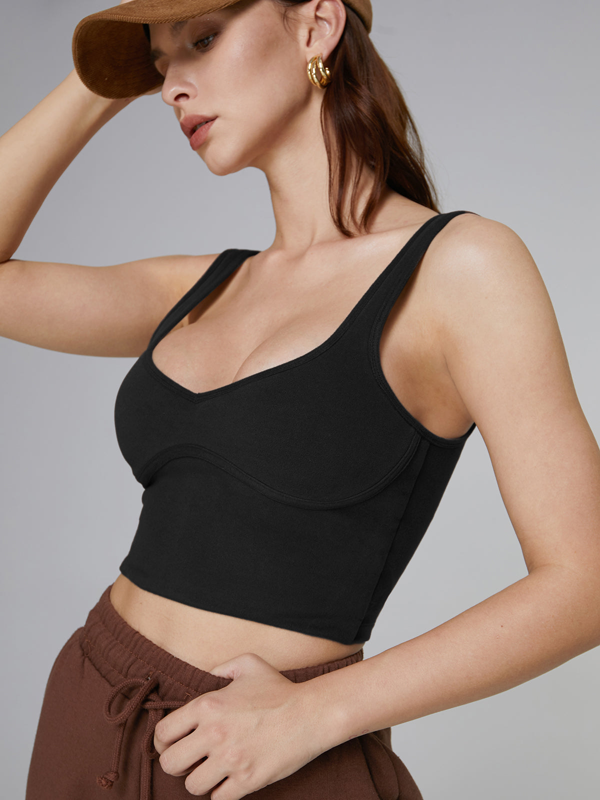 Thecomense - Balck Contour Crop Tank