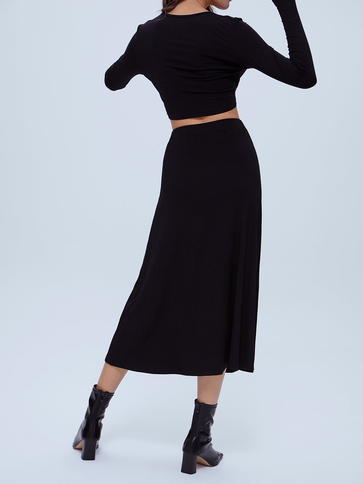 Thecomense - Flowy A Line Skirt with Slit