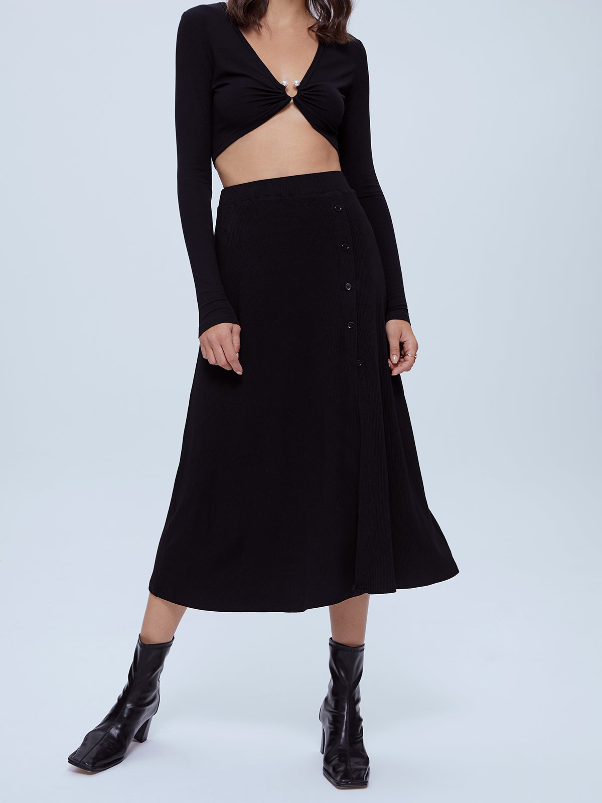 Thecomense - Flowy A Line Skirt with Slit