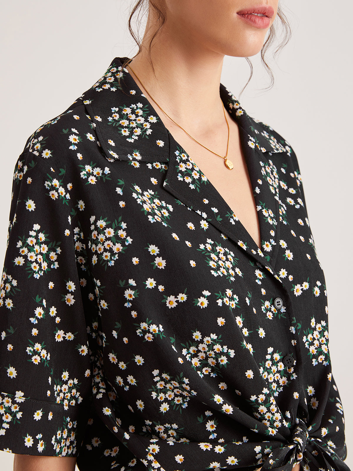 Thecomense - Daisy Button Up Short Sleeve Shirt