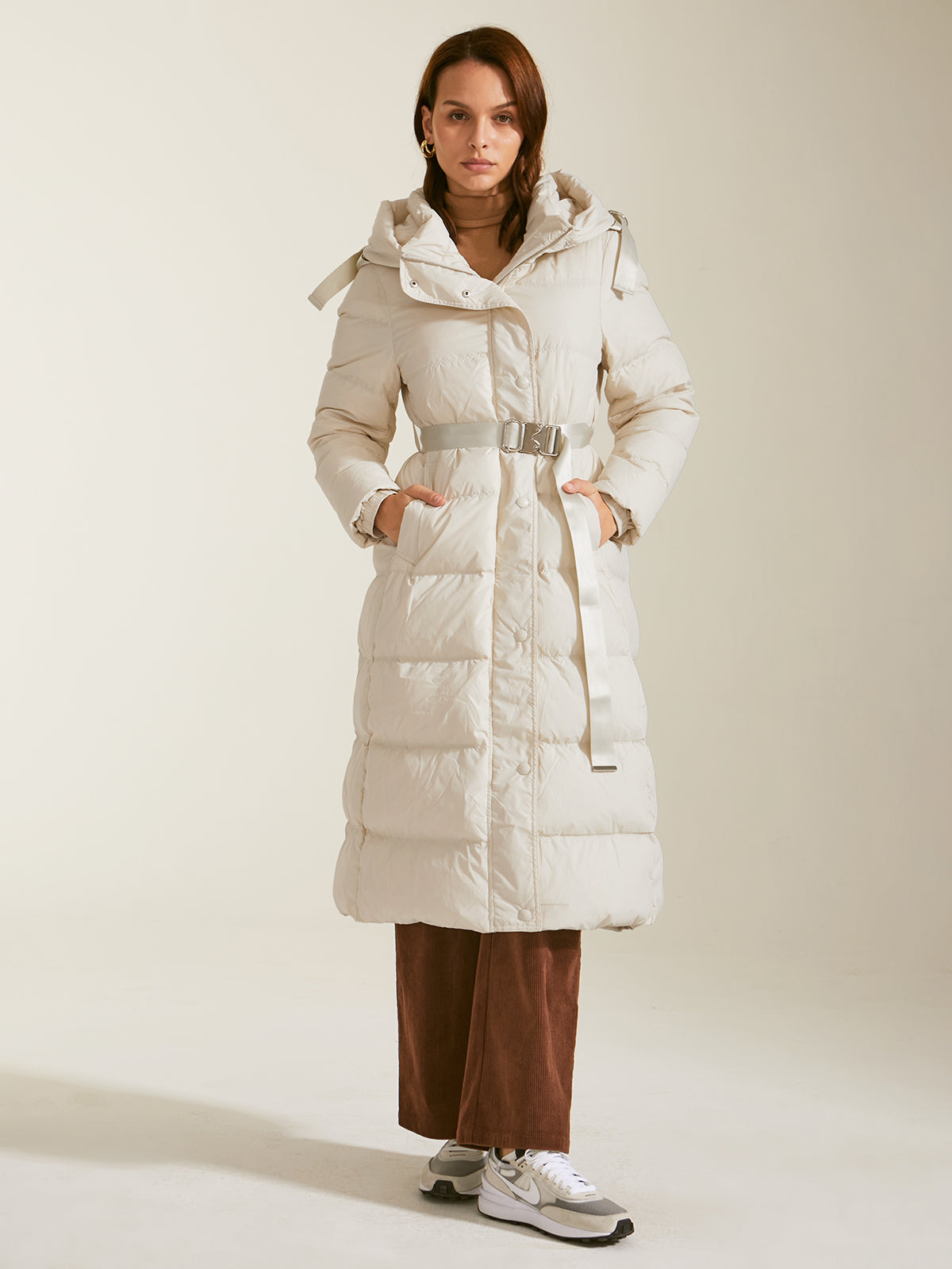 Thecomense - Belted Long Down Puffer Coat