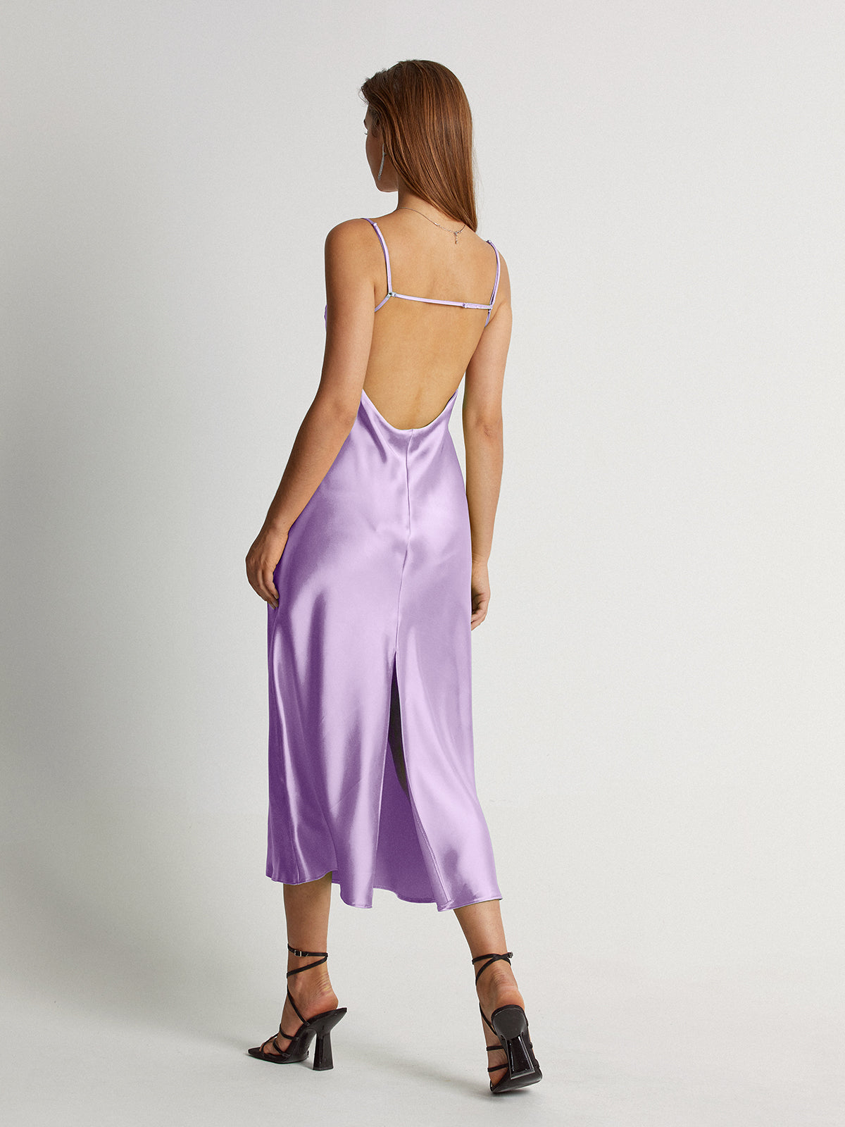 Thecomense - Mauve Silky Jewels Satin Dress