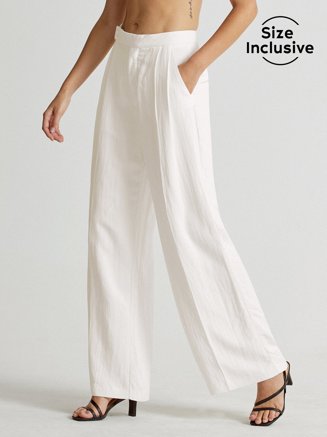 Thecomense - High Waisted Wide Leg Linen Pants