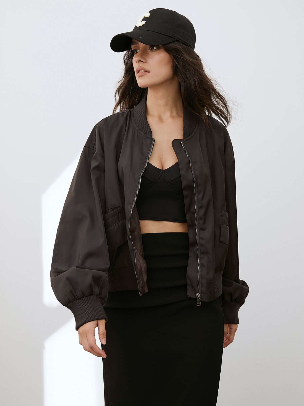 Thecomense - Oversized Drop Shoulder Two Toned Bomber Jacket